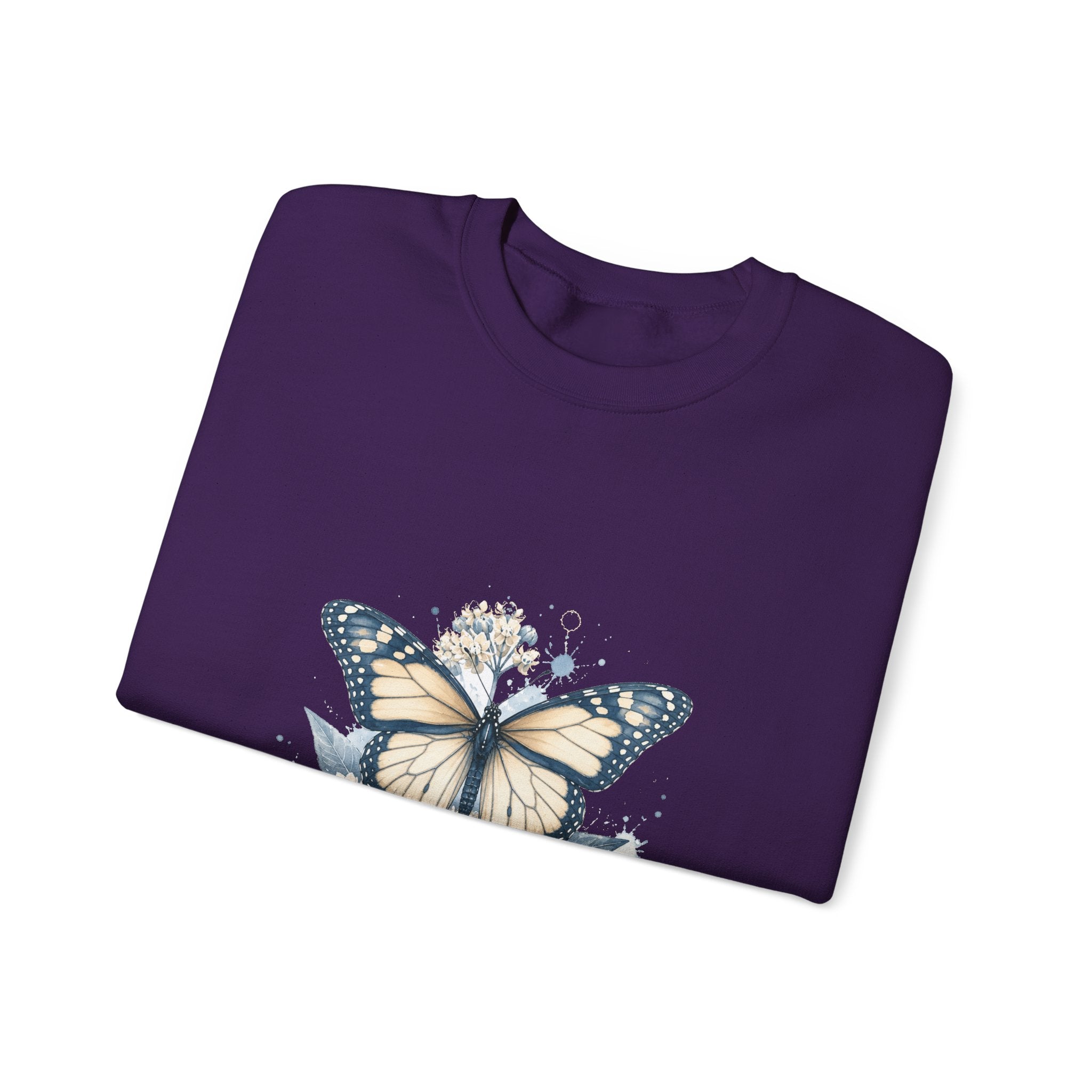 Matching Couple Sweatshirt - Butterfly & Moth Matching Couple Comfort Colors Crew Watercolor Art His Hers Birthday Gift - Design A