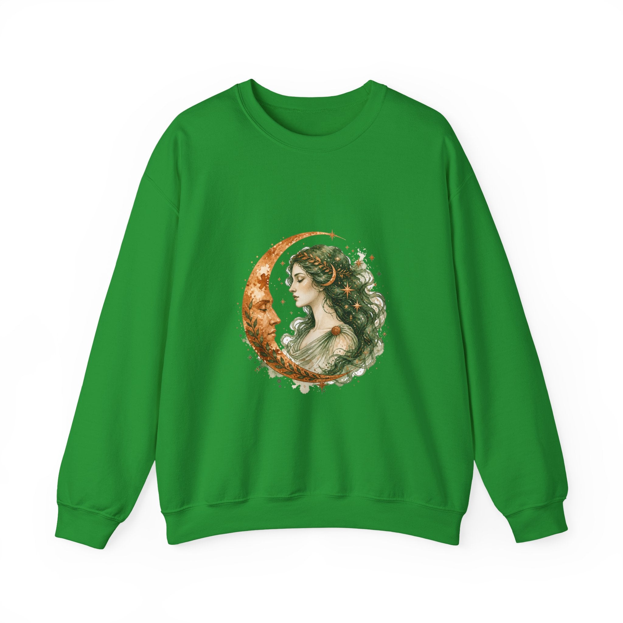 Matching Couple Sweatshirt - Helios & Selene Matching Couple Crewneck Sweatshirt Watercolor Art His Hers Engagement Gift - Design B