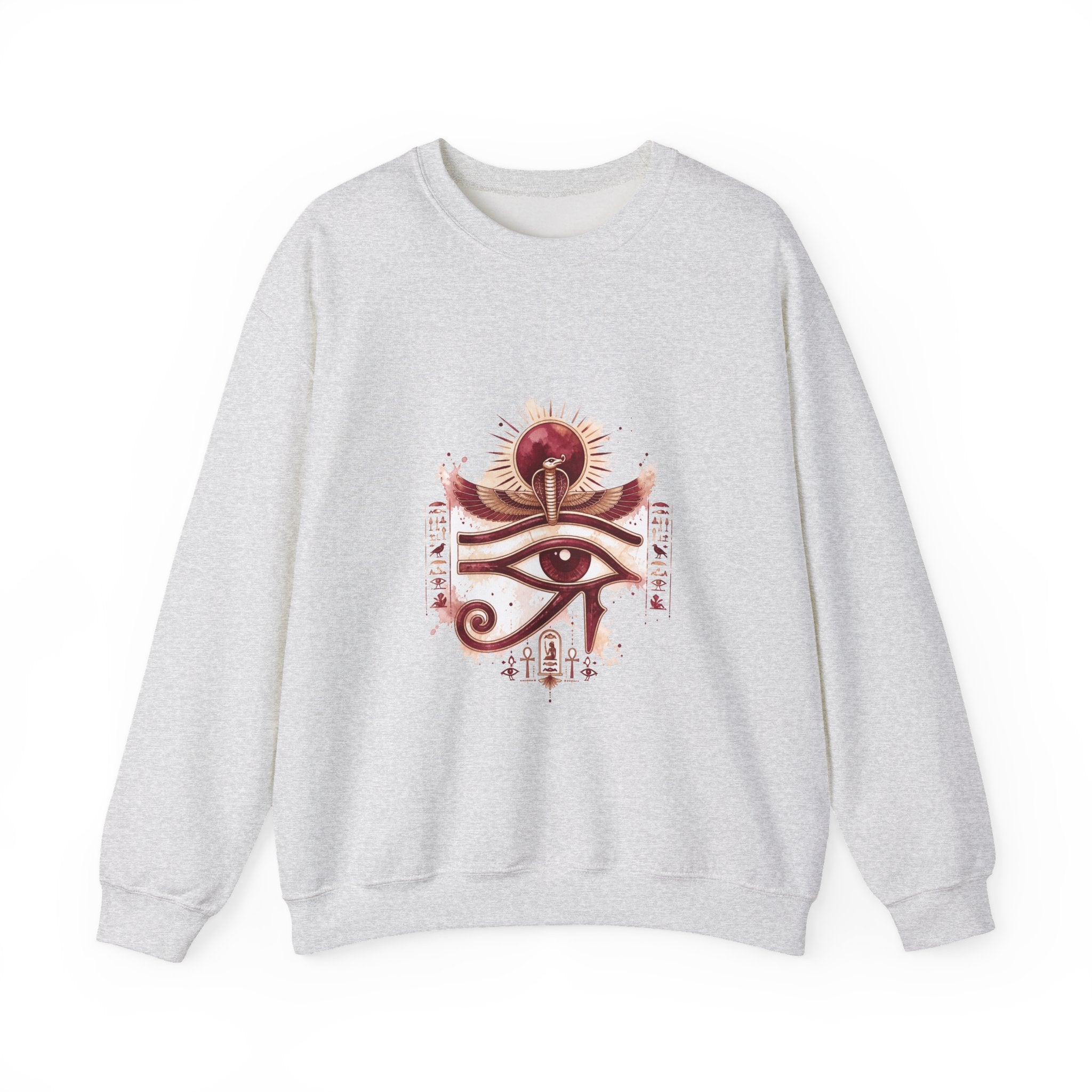Matching Couple Sweatshirt - Eye of Ra & Horus Matching Couple Crewneck Sweatshirt Watercolor Art His Hers Engagement Gift - Design A