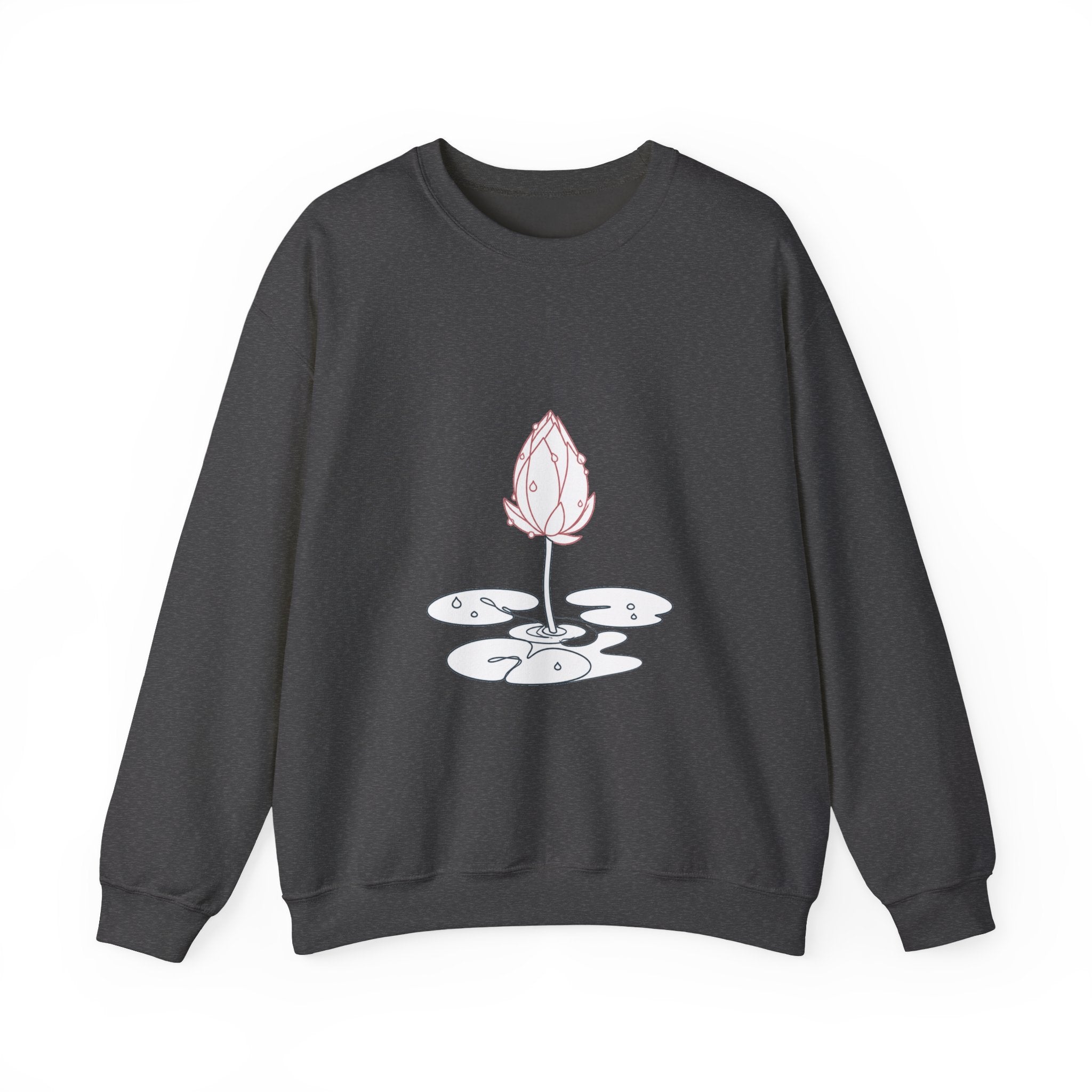 Matching Couple Sweatshirt - Open & Closed Lotus Matching Couple Crewneck Sweatshirt Minimalist Art His Hers Valentine Gift - Design B