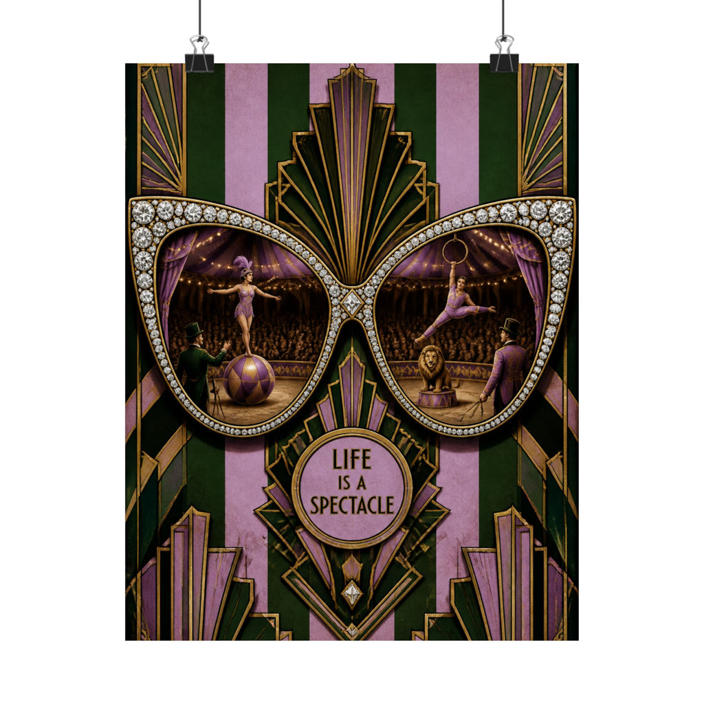 Sunglasses Circus Ring Wall Art Poster 24×36 Art Deco Bar Area Decor Maximalist Print