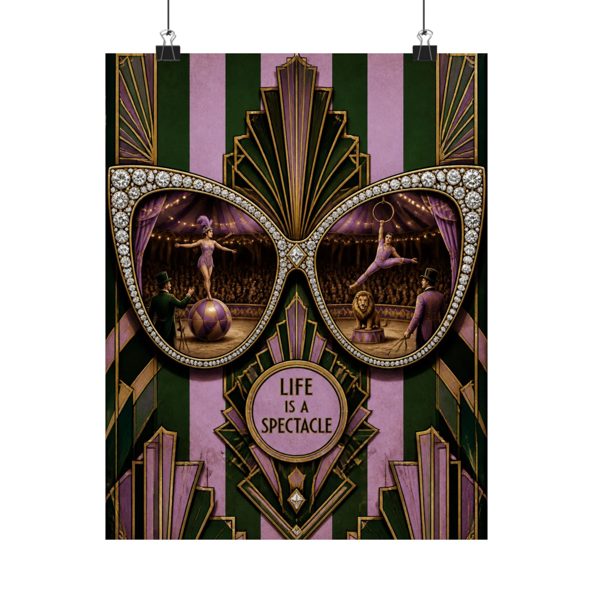 Sunglasses Circus Ring Wall Art Poster 24×36 Art Deco Bar Area Decor Maximalist Print