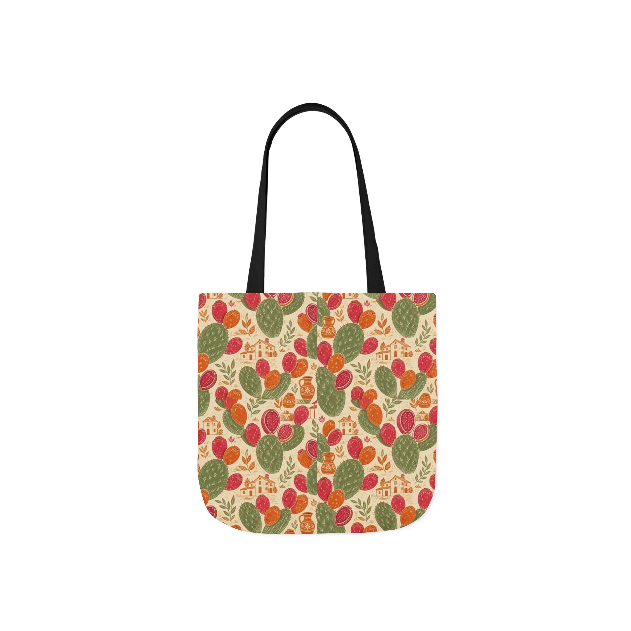Prickly Pear Cactus Fruit Canvas Tote Bag Mediterranean Kitchen Linocut Design Italian Cottagecore Gift