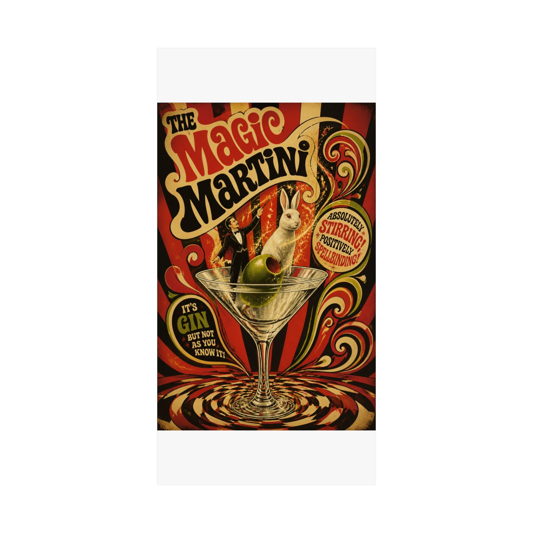 Martini Magician Wall Art Poster 18×24 Psychedelic Cafe Decor Maximalist Print