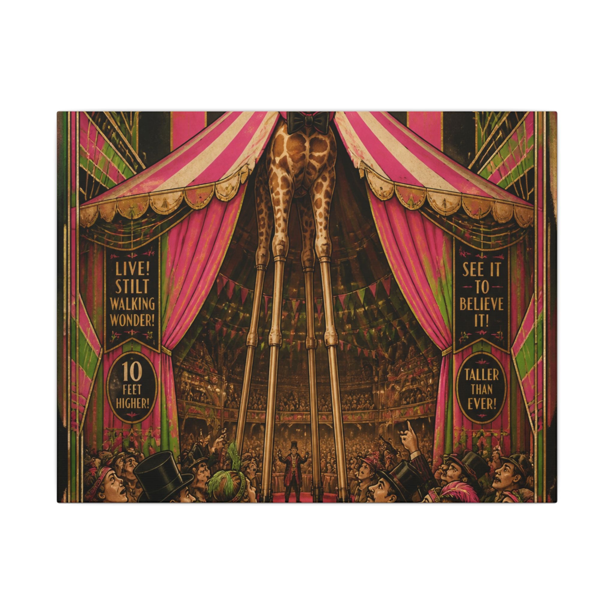Giraffe on Stilts Wall Art Canvas 24×36 Art Deco Bar Area Decor Maximalist Print