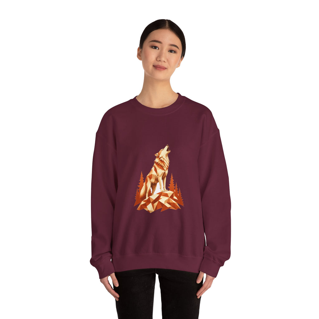 Matching Couple Sweatshirt - Wolf & Dove Matching Couple Crewneck Sweatshirt Geometric Art His Hers Couple Gift - Design A