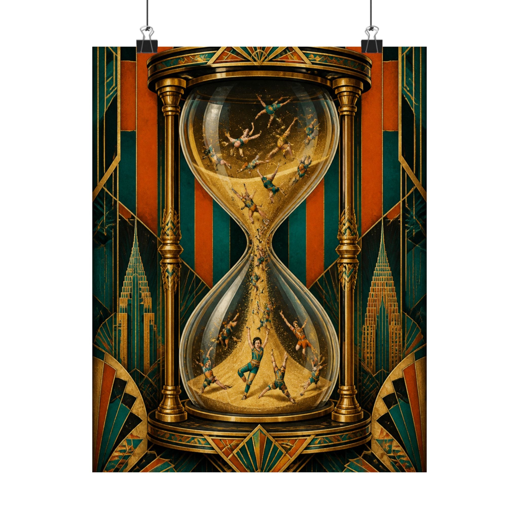 Hourglass Acrobats Wall Art Poster 24×36 Art Deco Bar Area Decor Maximalist Print