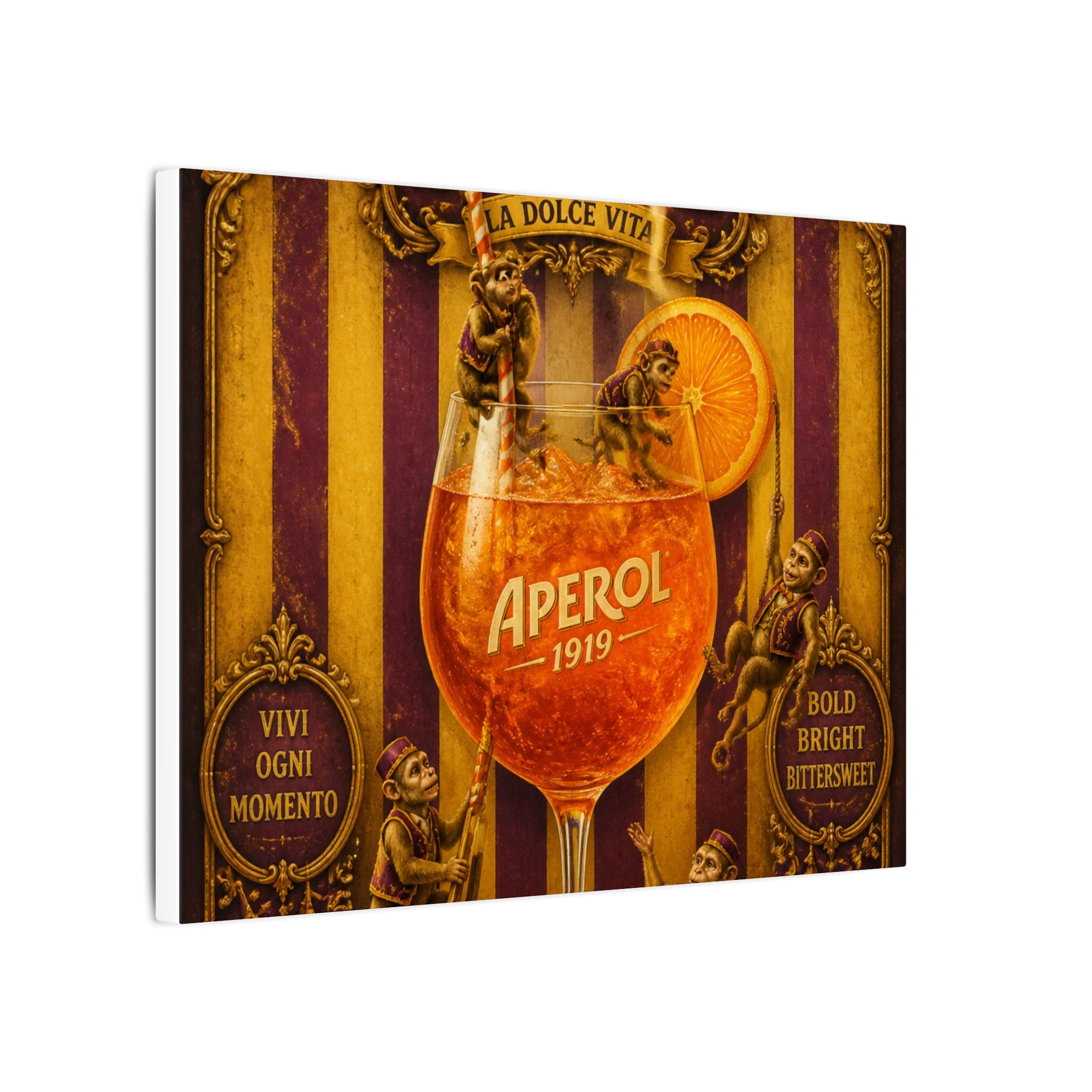 Aperol Spritz Monkeys Wall Art Canvas 24×36 Baroque Studio Decor Maximalist Print