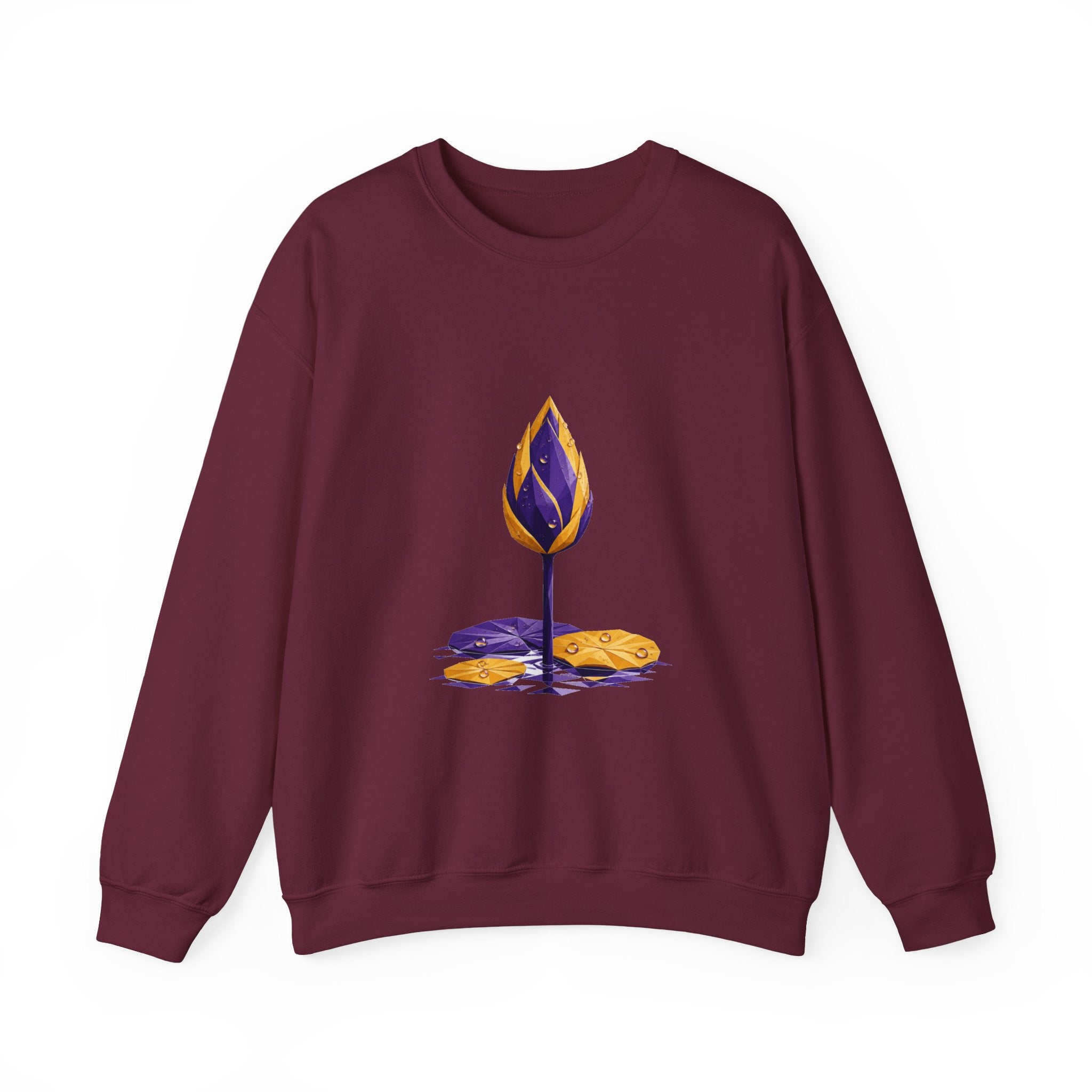 Matching Couple Sweatshirt - Open & Closed Lotus Matching Couple Comfort Colors Crew Geometric Art His Hers Love Gift - Design B