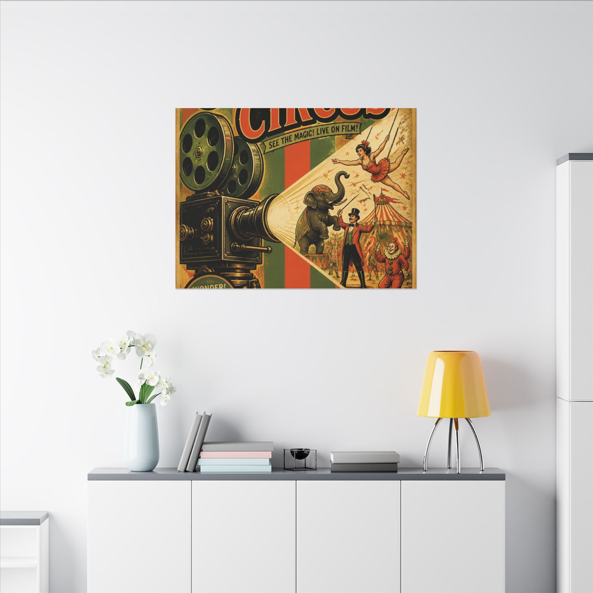 Film Camera Projector Show Wall Art Canvas 16×20 Vintage Circus Kitchen Decor Maximalist Print
