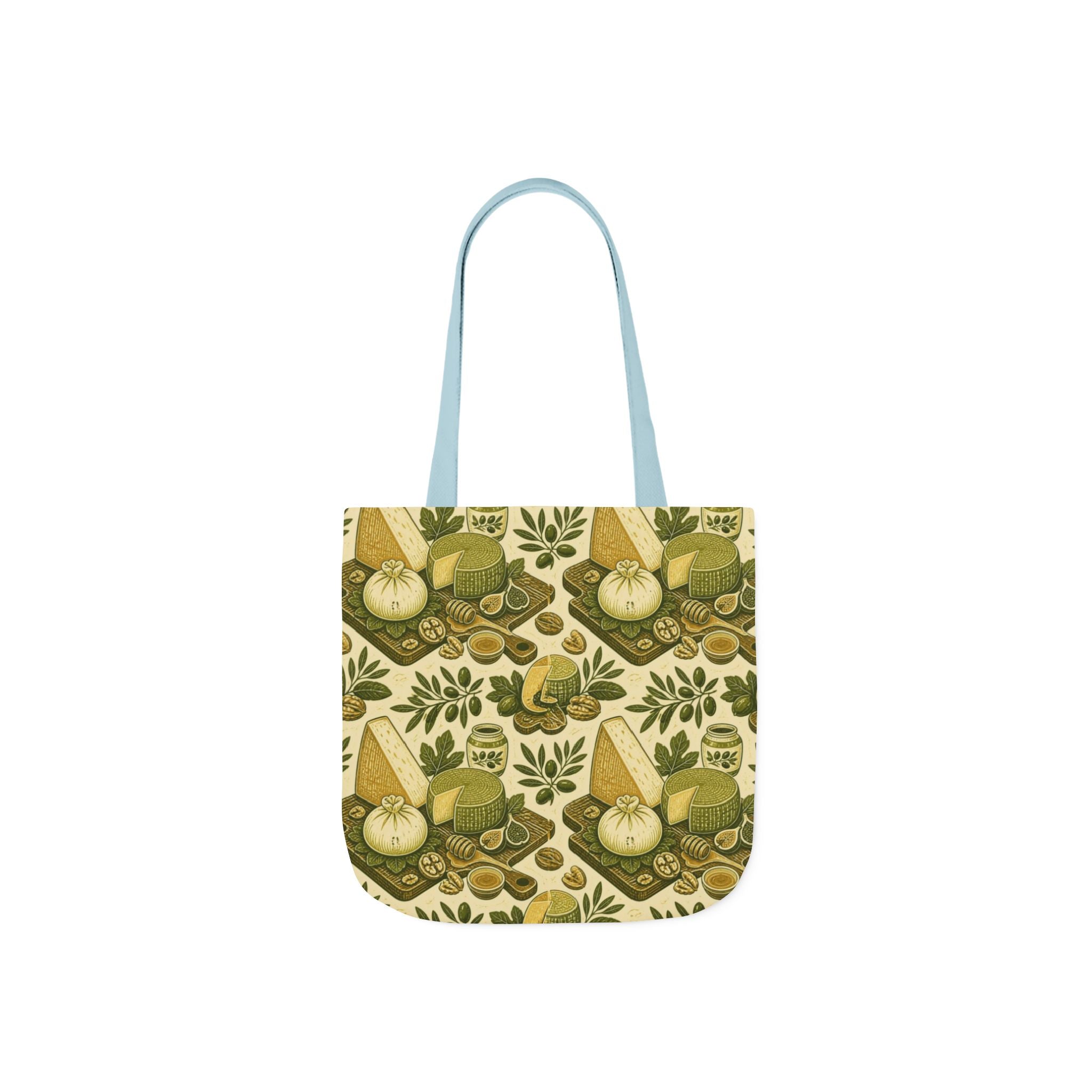 Italian Cheese Board Canvas Tote Bag Mediterranean Kitchen Linocut Design Italian Cottagecore Gift