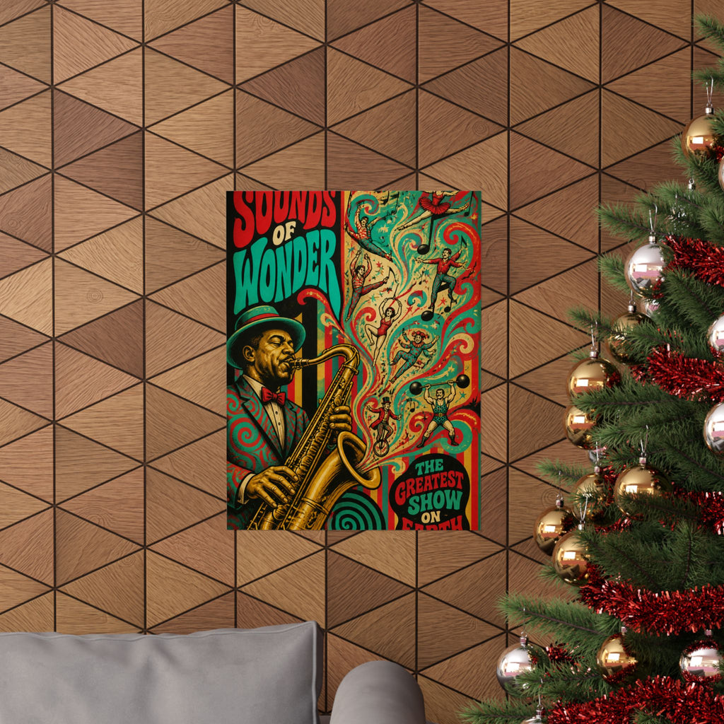 Saxophone Music Circus Wall Art Poster 24×36 Psychedelic Dining Room Decor Maximalist Print
