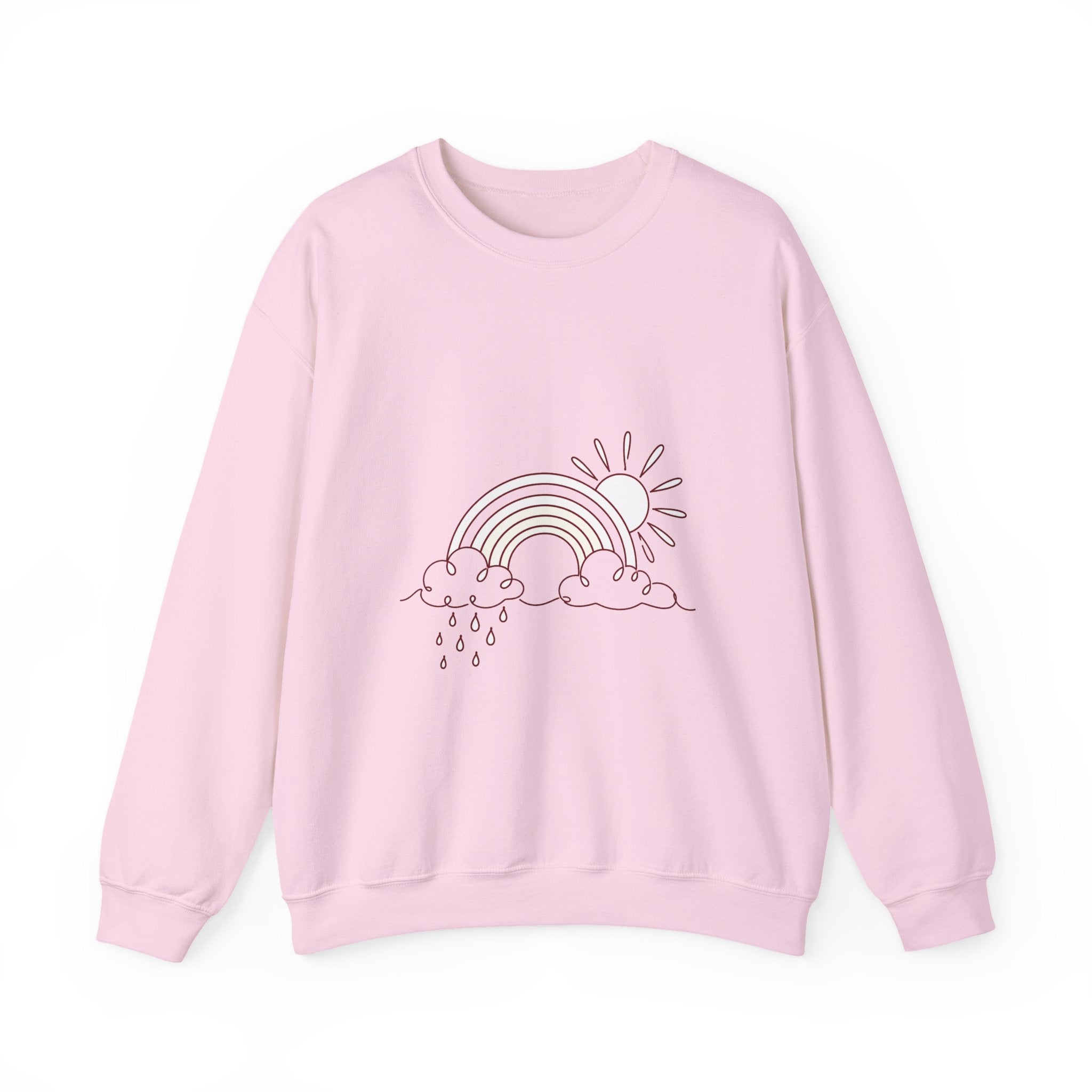 Matching Couple Sweatshirt - Storm & Rainbow Matching Couple Crewneck Sweatshirt Minimalist Art His Hers Valentine Gift - Design B