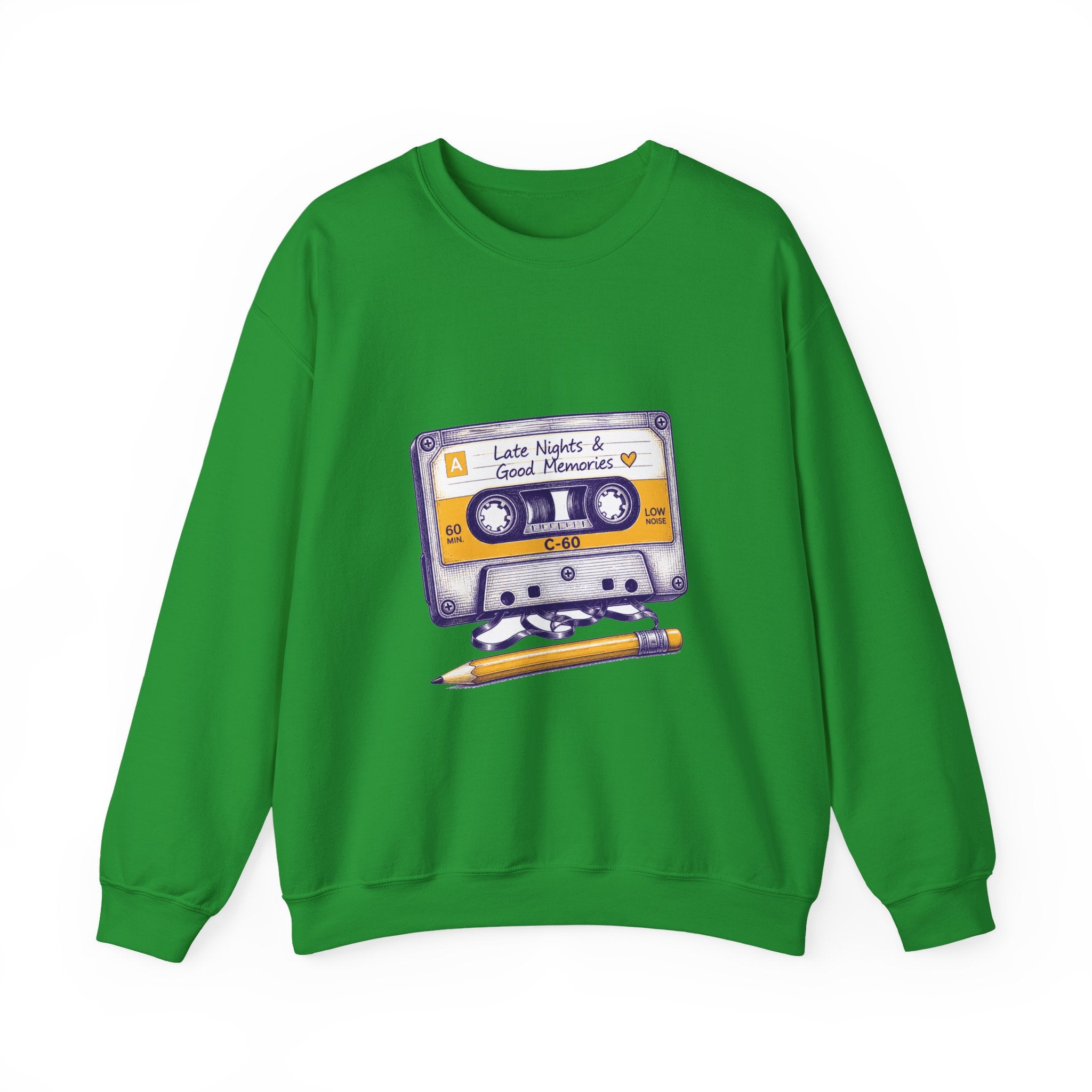 Matching Couple Sweatshirt - Vinyl & Cassette Matching Couple Premium Fleece Sweatshirt Hand-Drawn Art His Hers Anniversary Gift - Design B