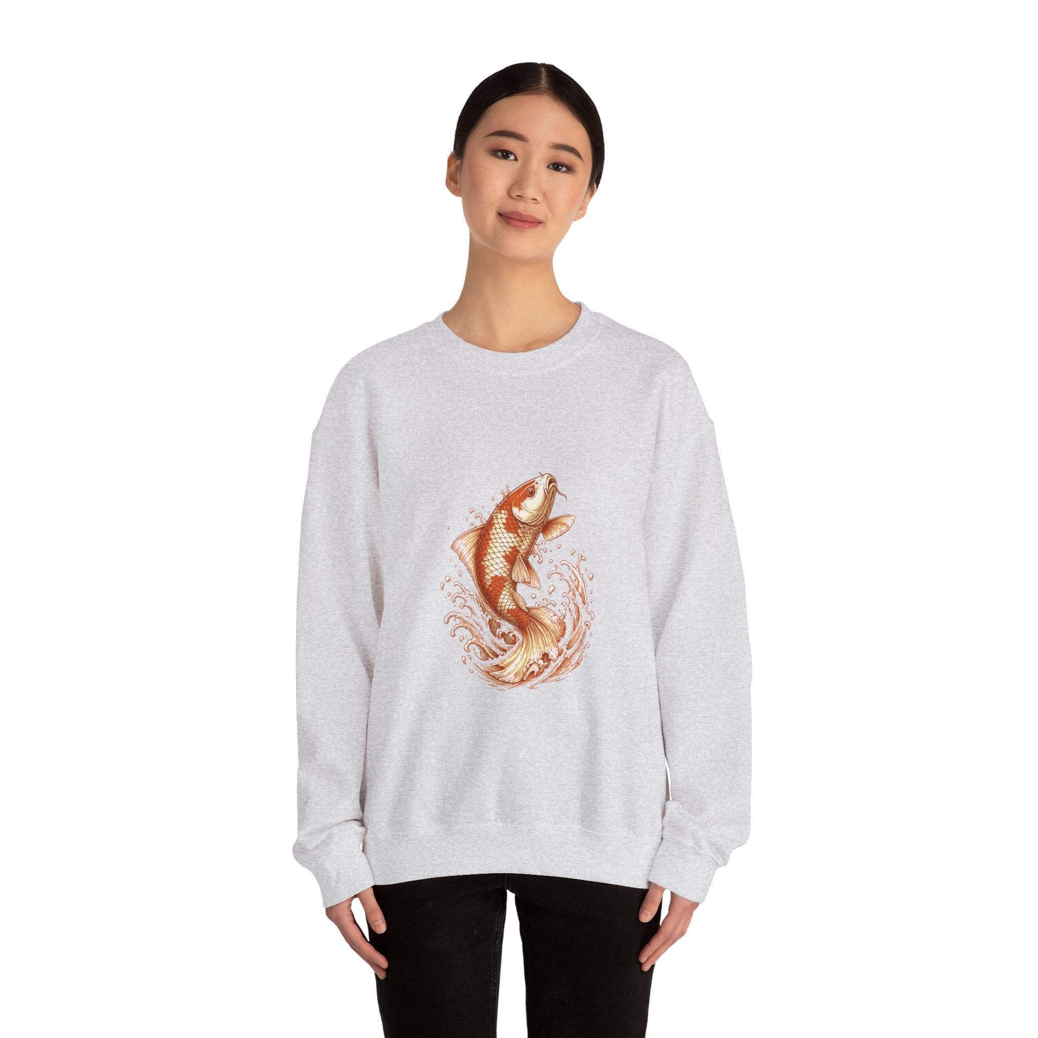 Matching Couple Sweatshirt - Koi Fish Yin Yang Matching Couple Comfort Colors Crew Hand-Drawn Art His Hers Anniversary Gift - Design A