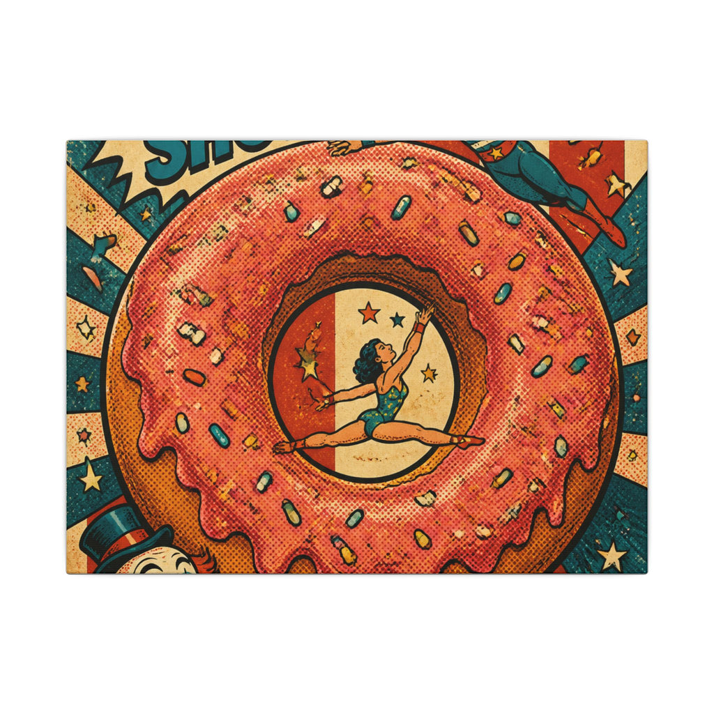 Donut Circus Ring Wall Art Canvas 24×36 Pop Art Restaurant Decor Maximalist Print