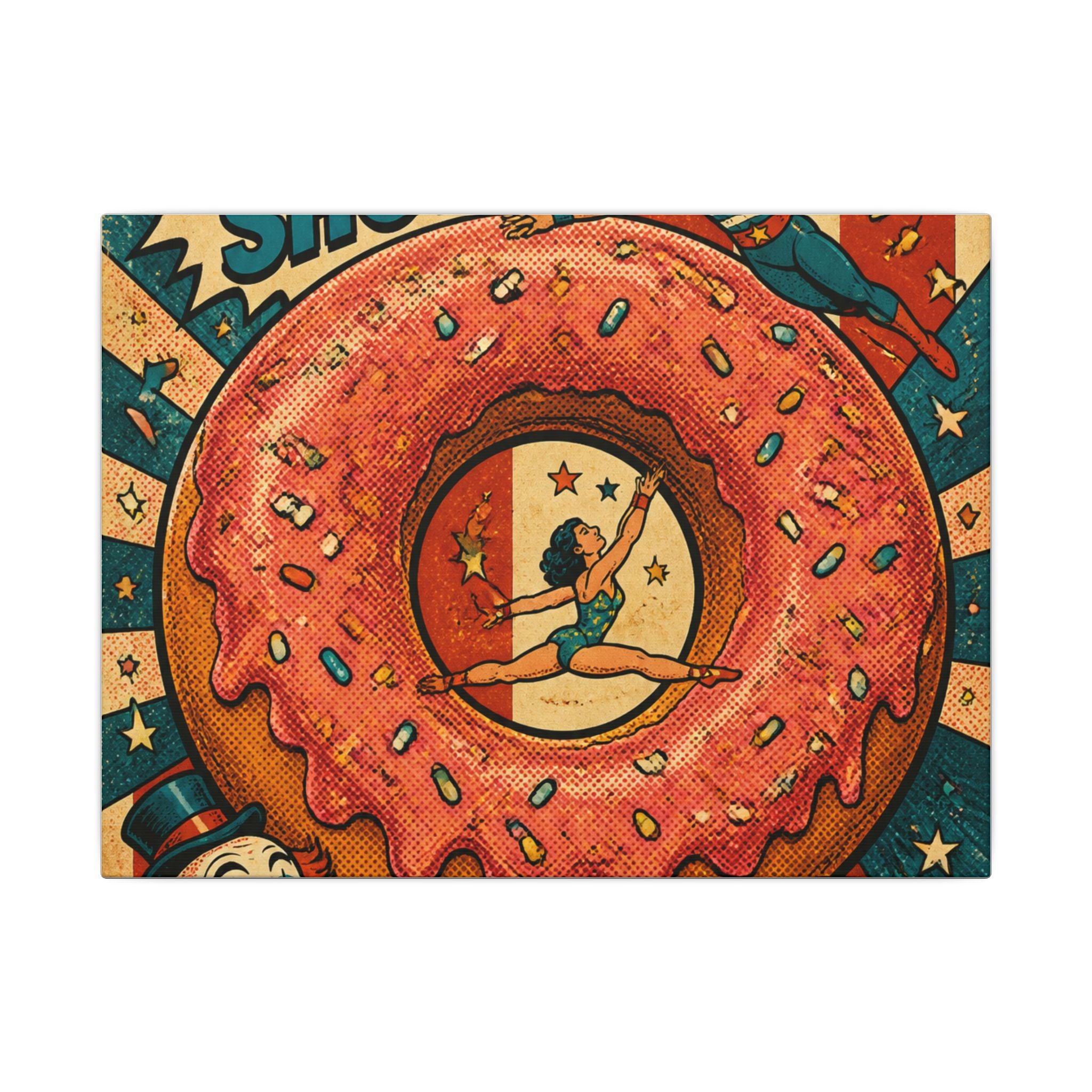 Donut Circus Ring Wall Art Canvas 24×36 Pop Art Restaurant Decor Maximalist Print