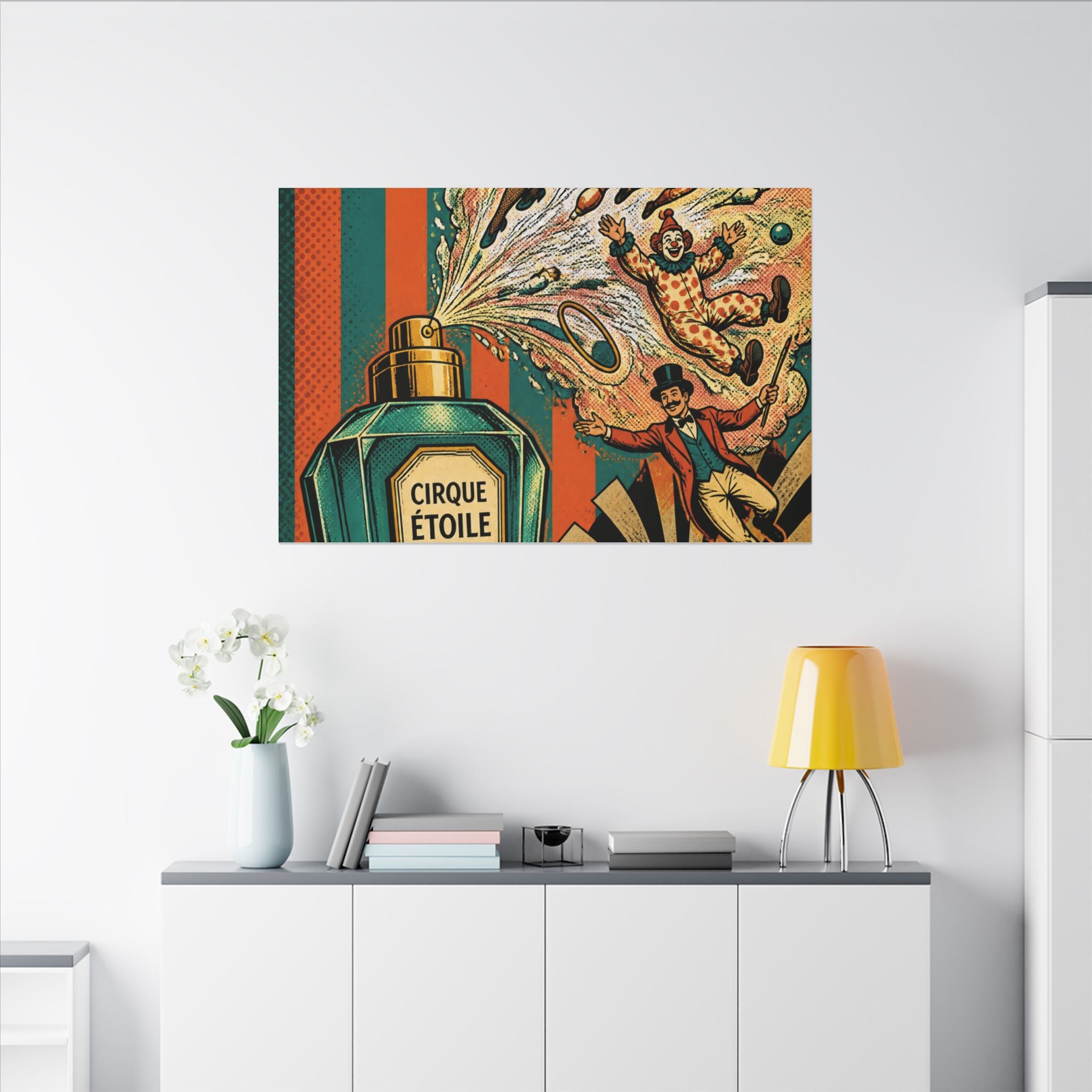 Perfume Bottle Fountain Wall Art Canvas 16×20 Pop Art Living Room Decor Maximalist Print