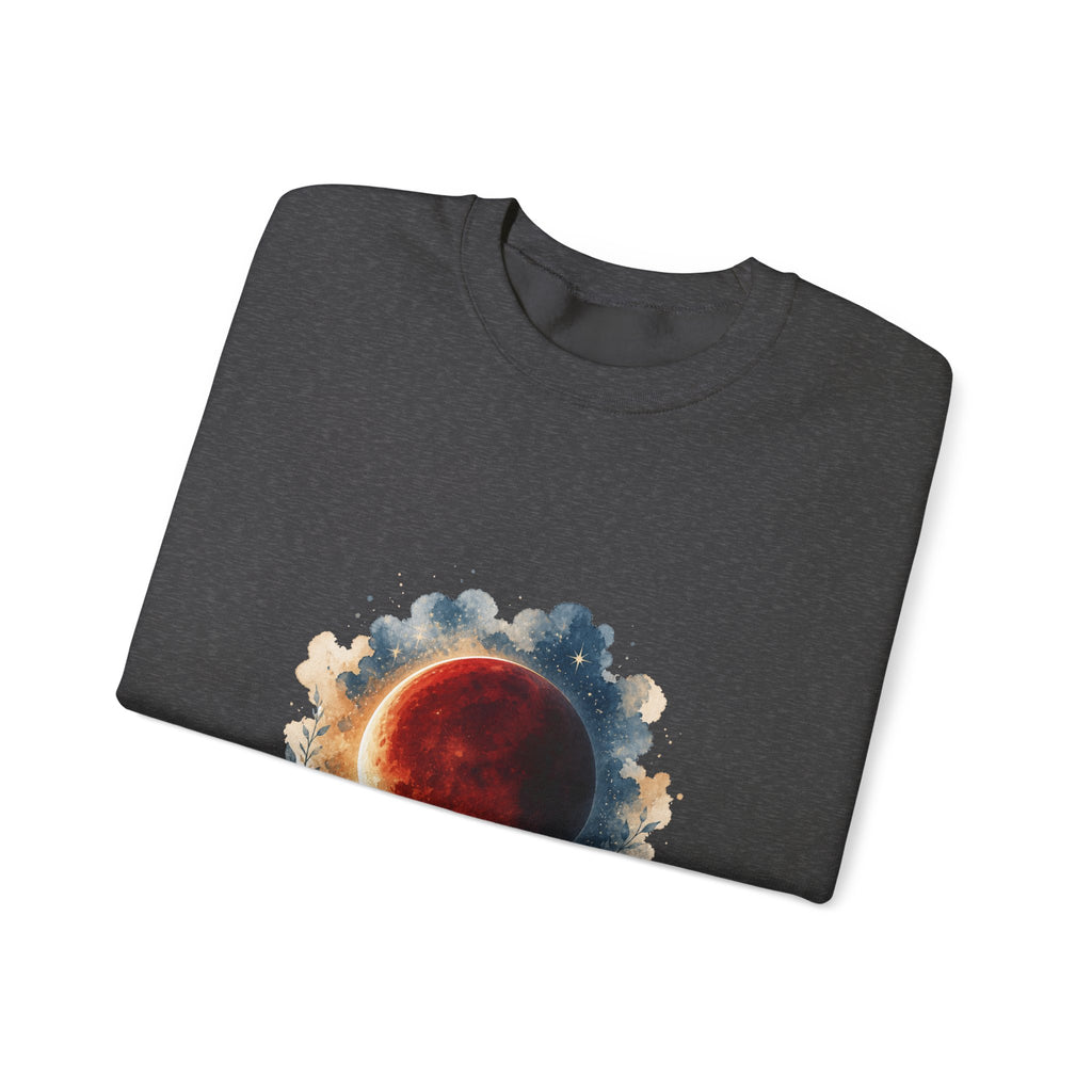 Matching Couple Sweatshirt - Solar & Lunar Eclipse Matching Couple Comfort Colors Crew Watercolor Art His Hers Birthday Gift - Design B
