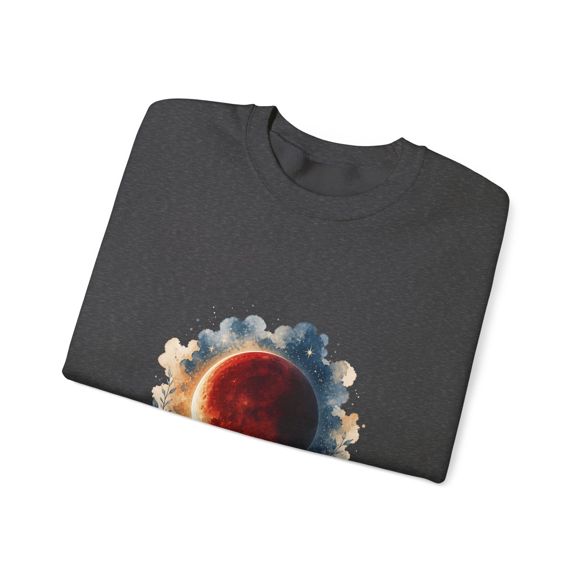 Matching Couple Sweatshirt - Solar & Lunar Eclipse Matching Couple Comfort Colors Crew Watercolor Art His Hers Birthday Gift - Design B