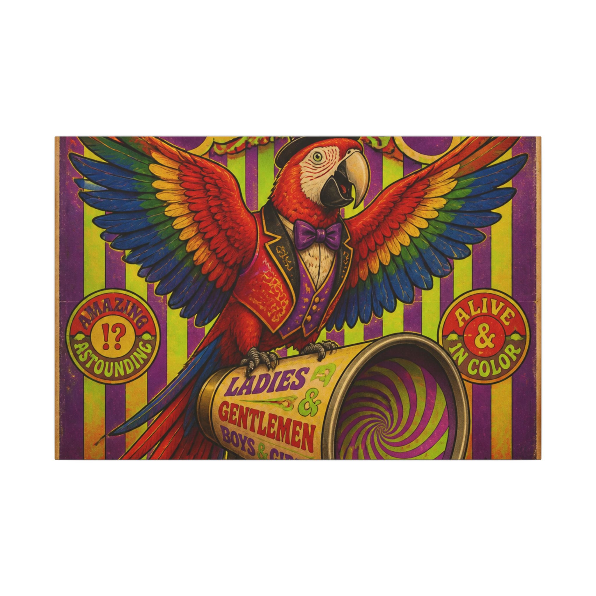 Parrot Ringmaster Wall Art Canvas 16×20 Psychedelic Cafe Decor Maximalist Print