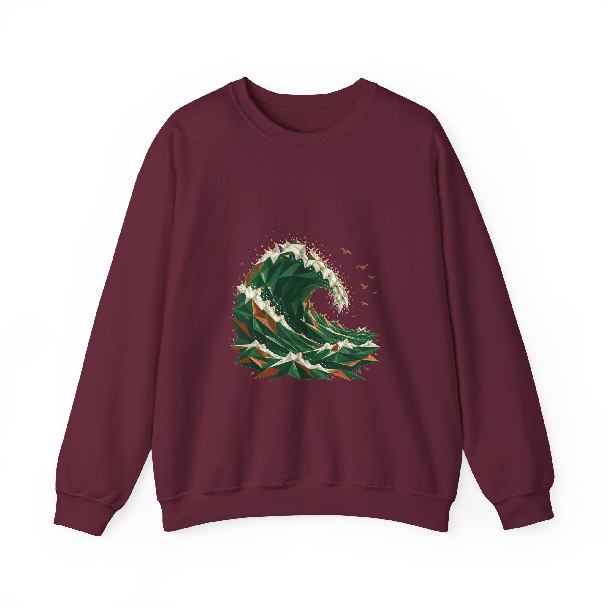 Matching Couple Sweatshirt - Mountain & Ocean Matching Couple Premium Fleece Sweatshirt Geometric Art His Hers Love Gift - Design B
