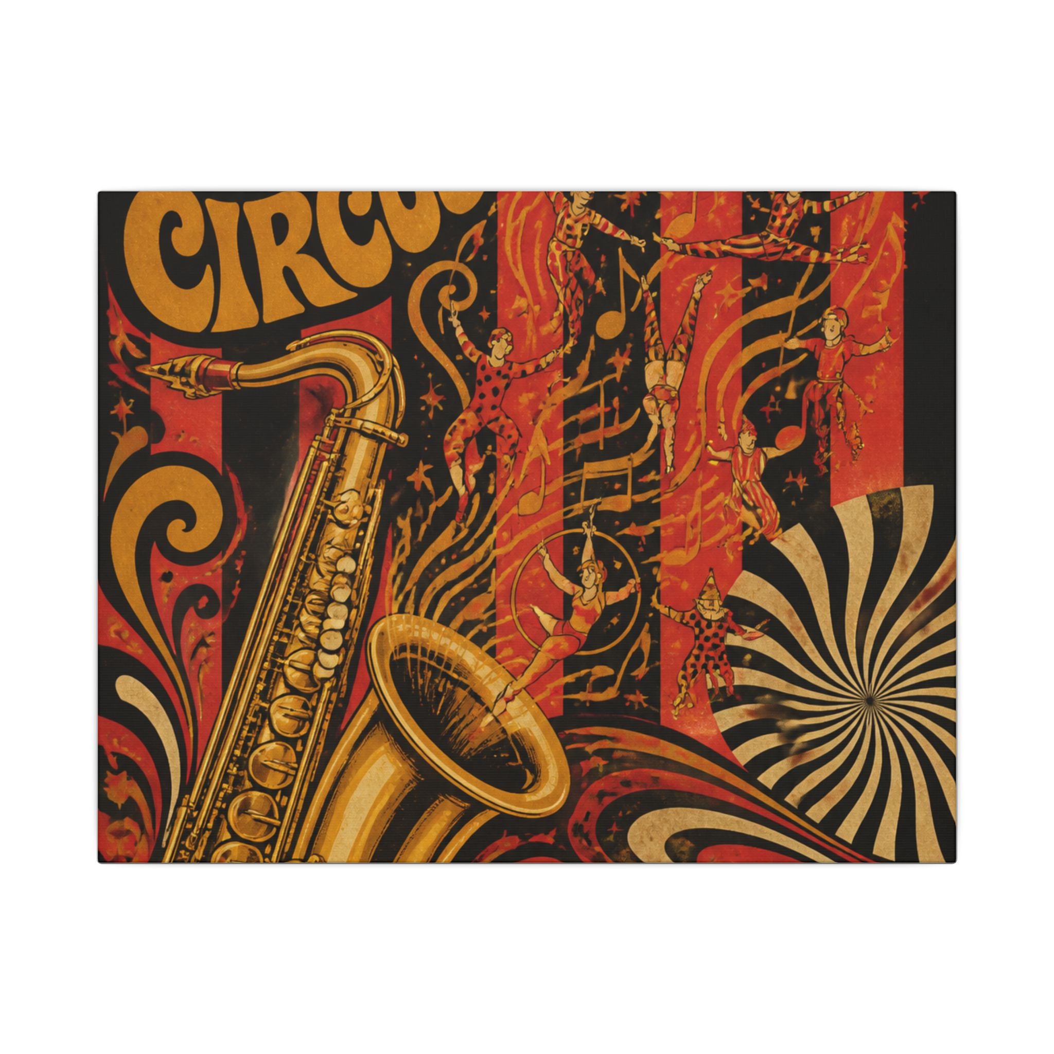 Saxophone Music Circus Wall Art Canvas 16×20 Psychedelic Cafe Decor Maximalist Print