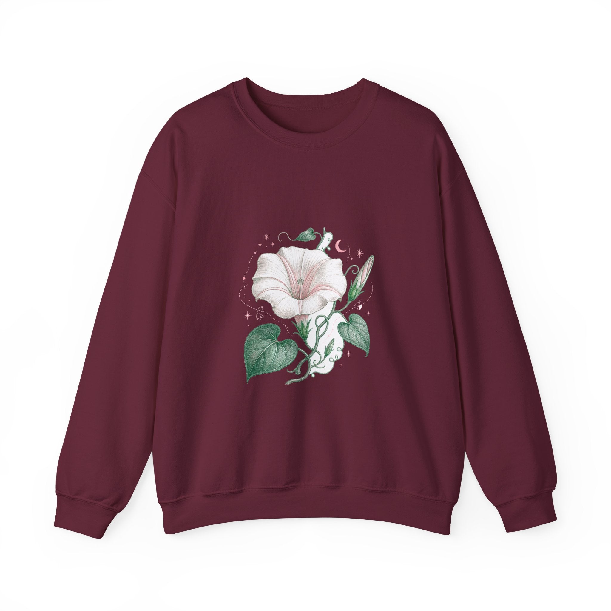 Matching Couple Sweatshirt - Sunflower & Moonflower Matching Couple Crewneck Sweatshirt Vintage Art His Hers Wedding Gift - Design B