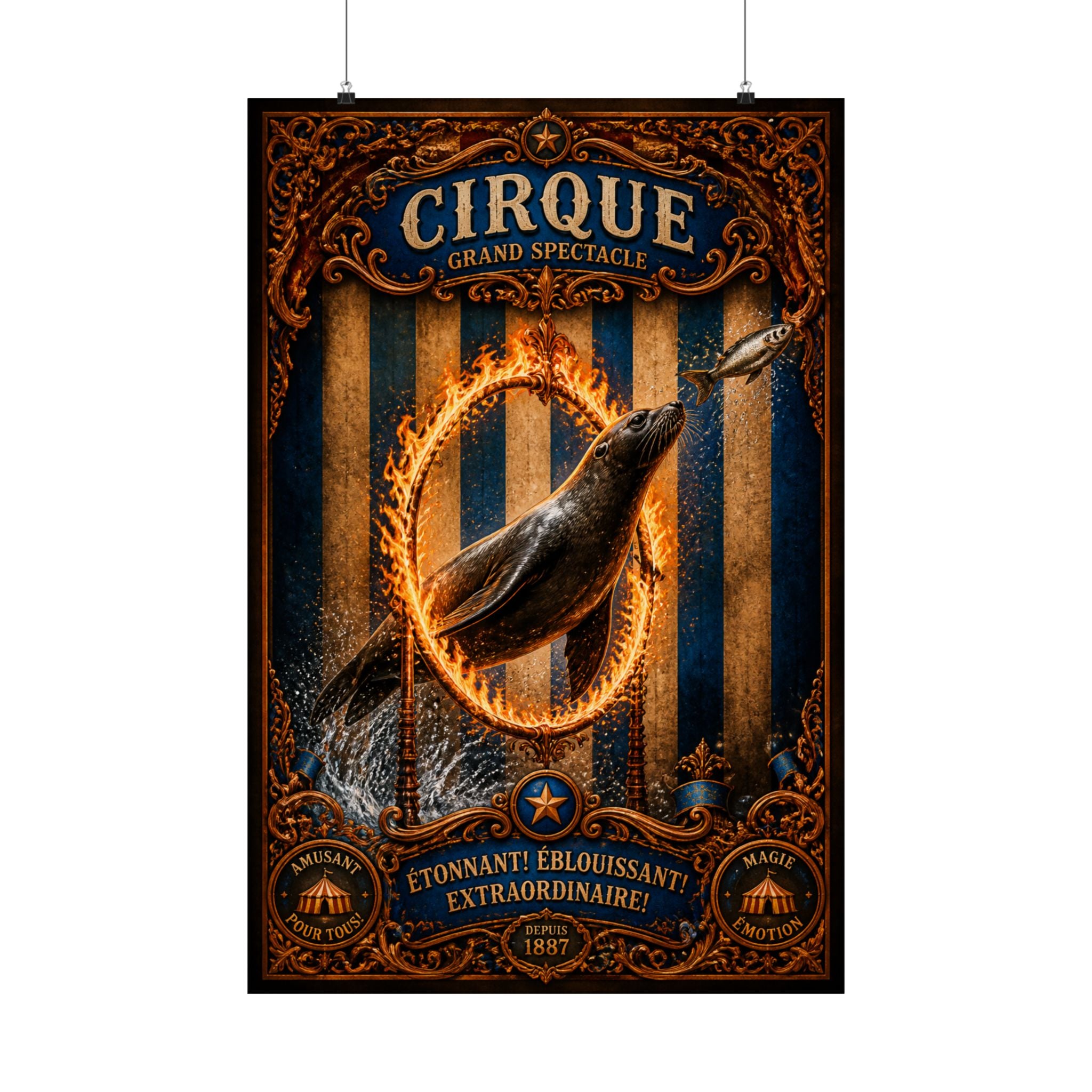 Seal Fire Hoop Wall Art Poster 18×24 Baroque Home Office Decor Maximalist Print