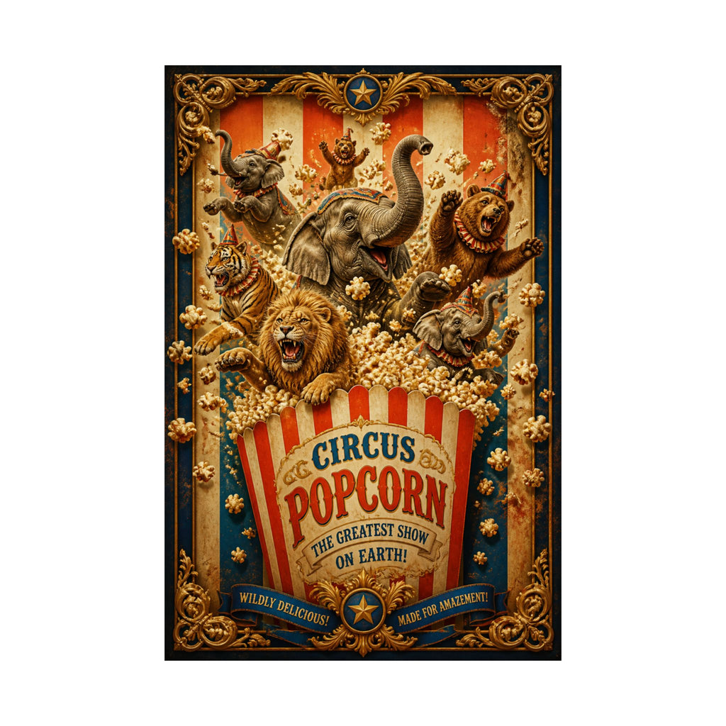 Popcorn Box Animals Wall Art Poster 18×24 Baroque Home Office Decor Maximalist Print