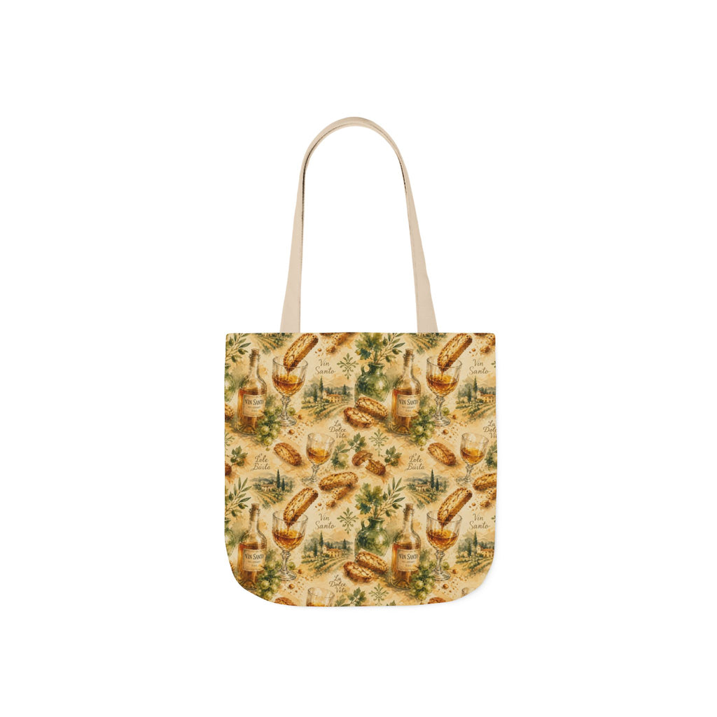 Biscotti & Vin Santo Canvas Tote Bag Mediterranean Kitchen Watercolor Splash Design Italian Cottagecore Gift
