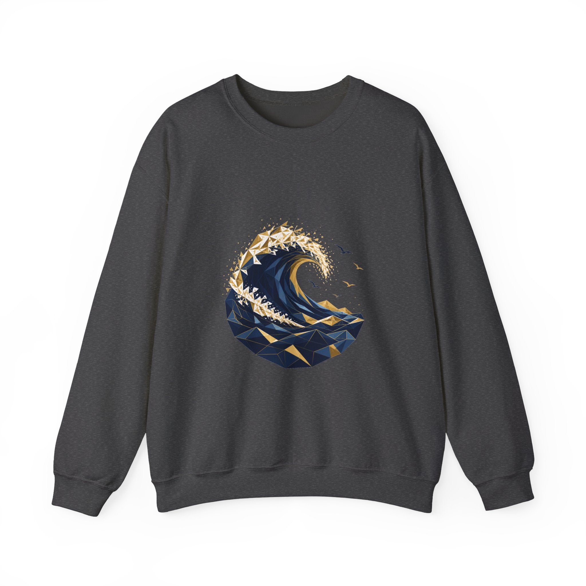 Matching Couple Sweatshirt - Mountain & Ocean Matching Couple Crewneck Sweatshirt Geometric Art His Hers Couple Gift - Design B