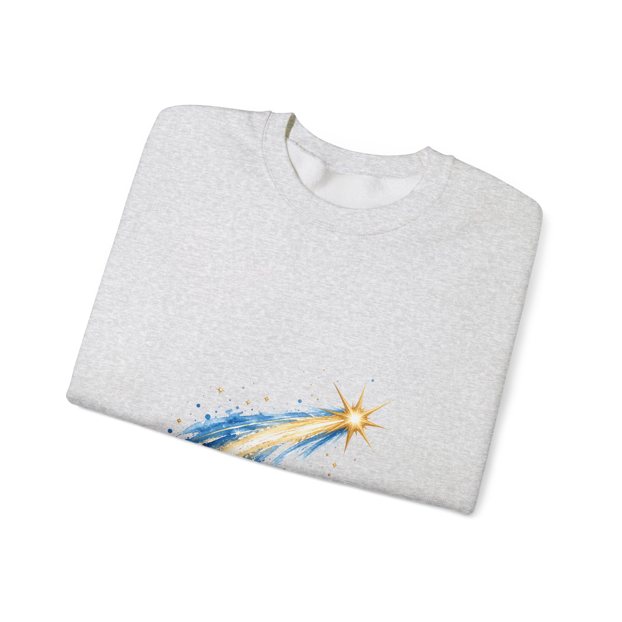 Matching Couple Sweatshirt - Shooting Star & North Star Matching Couple Premium Fleece Sweatshirt Watercolor Art His Hers Birthday Gift - Design A