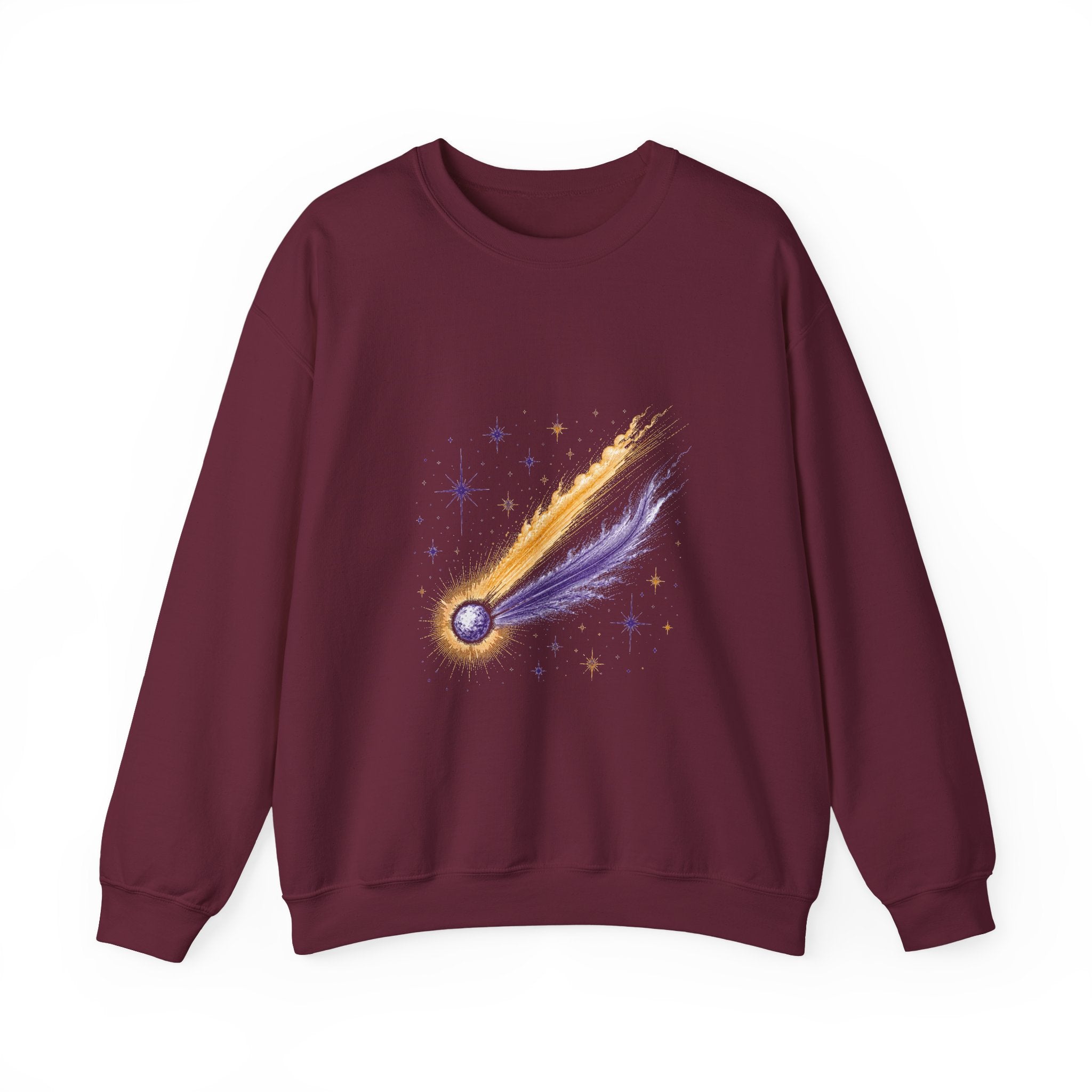 Matching Couple Sweatshirt - Comet & Asteroid Matching Couple Crewneck Sweatshirt Vintage Art His Hers Wedding Gift - Design A