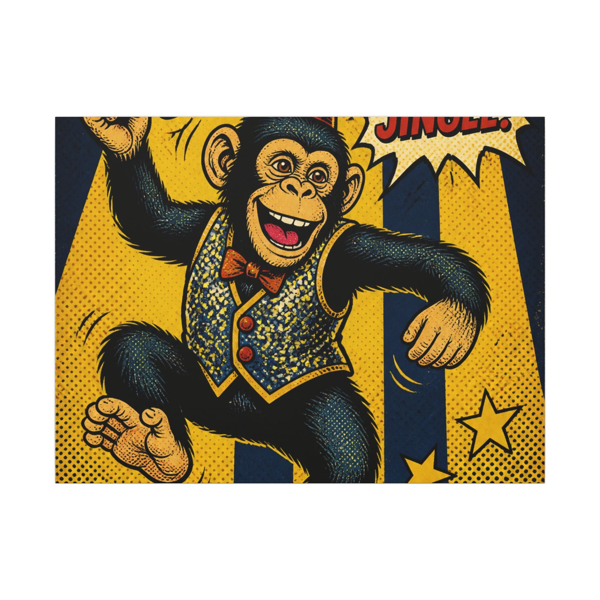 Dancing Monkey Wall Art Canvas 24×36 Pop Art Restaurant Decor Maximalist Print