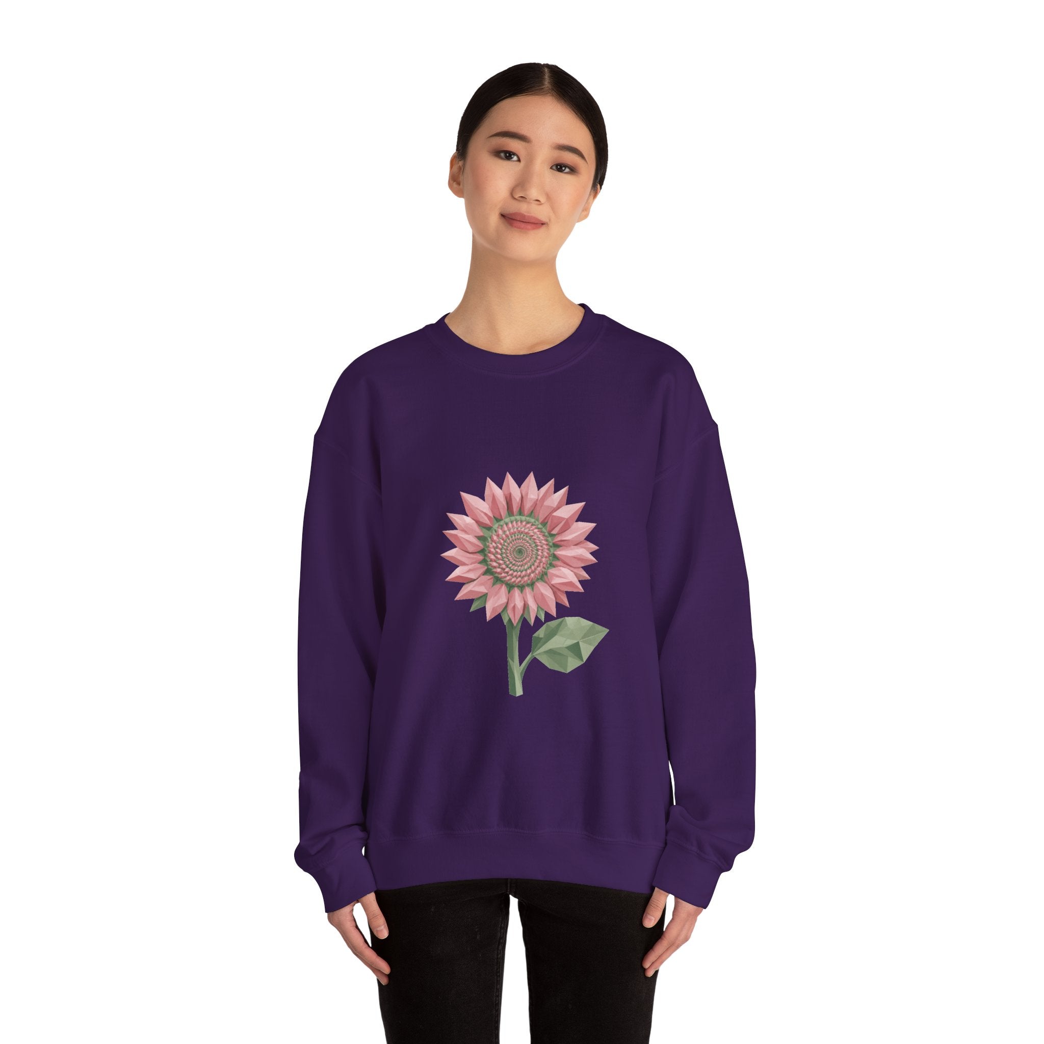 Matching Couple Sweatshirt - Sunflower & Moonflower Matching Couple Crewneck Sweatshirt Geometric Art His Hers Couple Gift - Design A