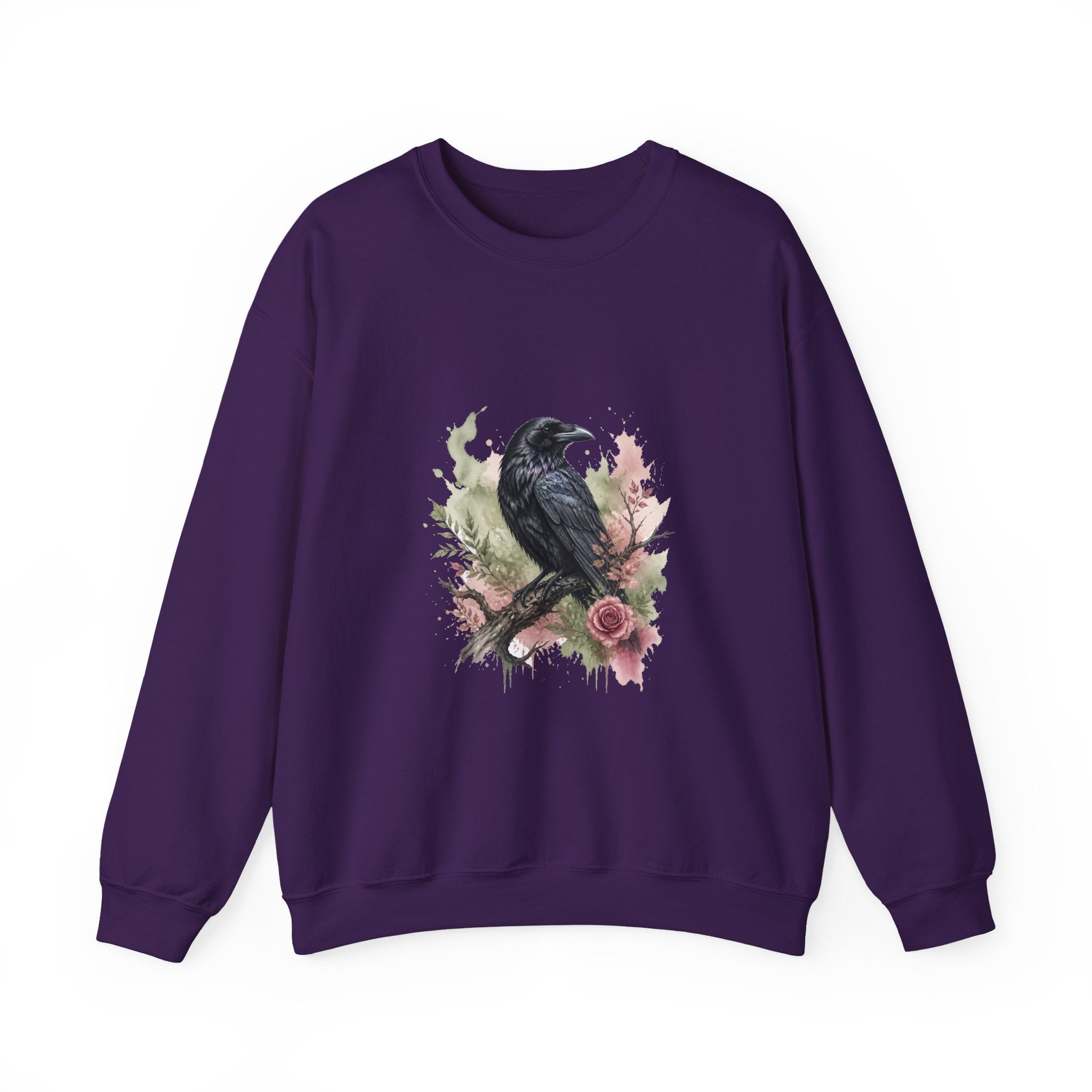 Matching Couple Sweatshirt - Raven & Swan Matching Couple Crewneck Sweatshirt Watercolor Art His Hers Engagement Gift - Design A