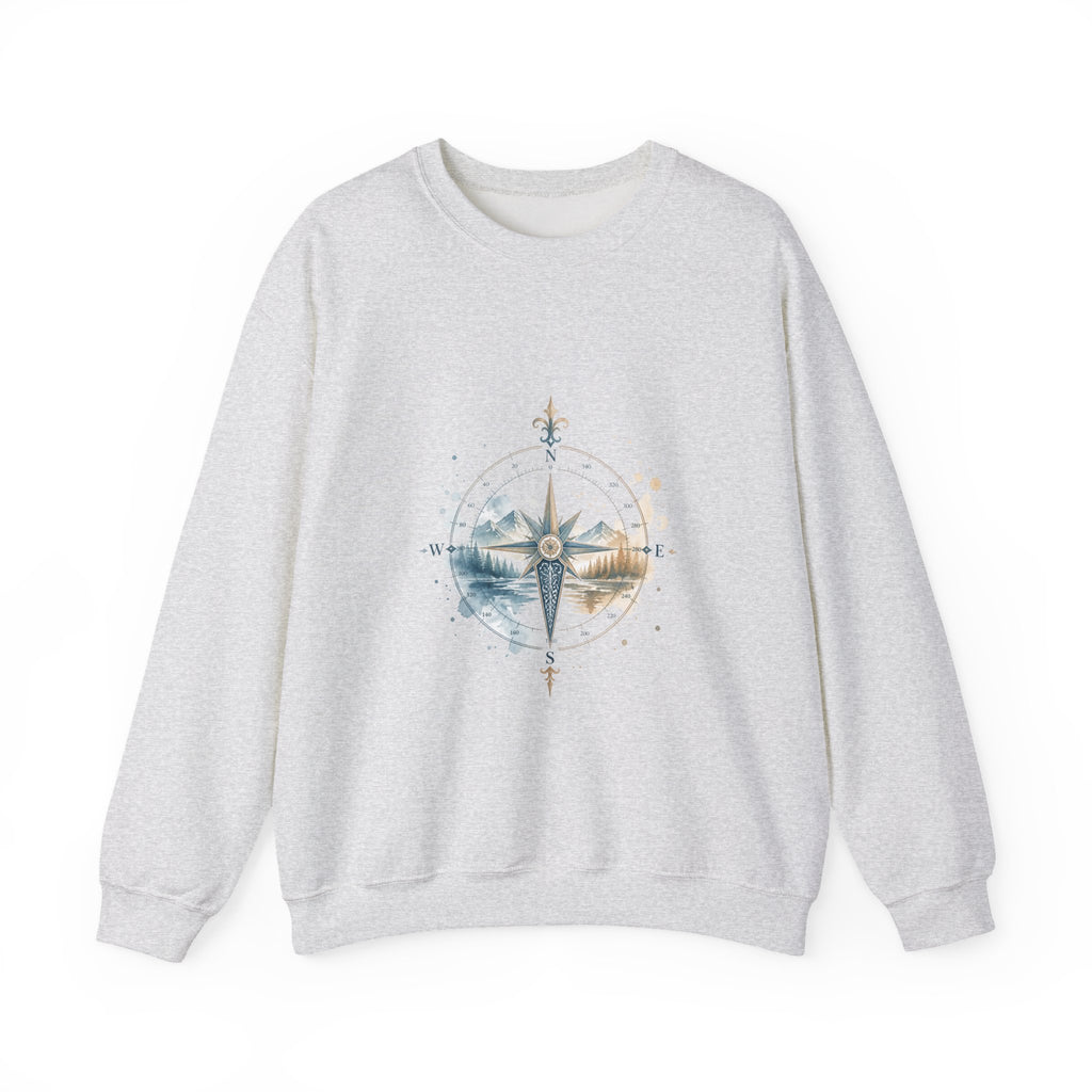 Matching Couple Sweatshirt - Compass North & South Matching Couple Crewneck Sweatshirt Watercolor Art His Hers Engagement Gift - Design B