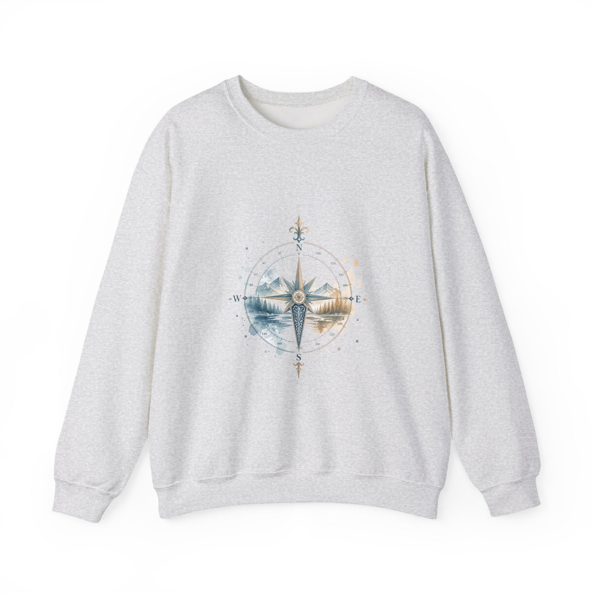 Matching Couple Sweatshirt - Compass North & South Matching Couple Crewneck Sweatshirt Watercolor Art His Hers Engagement Gift - Design B