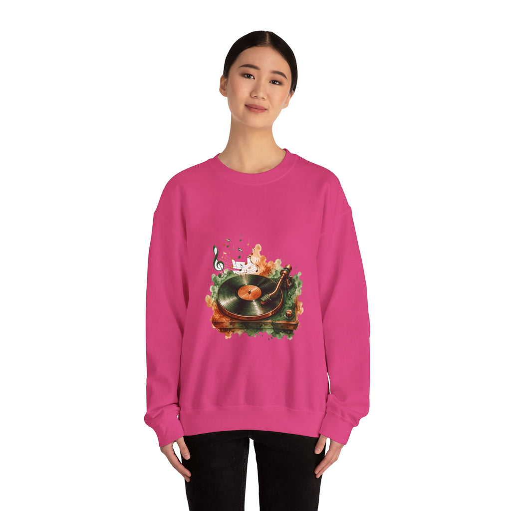 Matching Couple Sweatshirt - Vinyl & Cassette Matching Couple Premium Fleece Sweatshirt Watercolor Art His Hers Birthday Gift - Design A