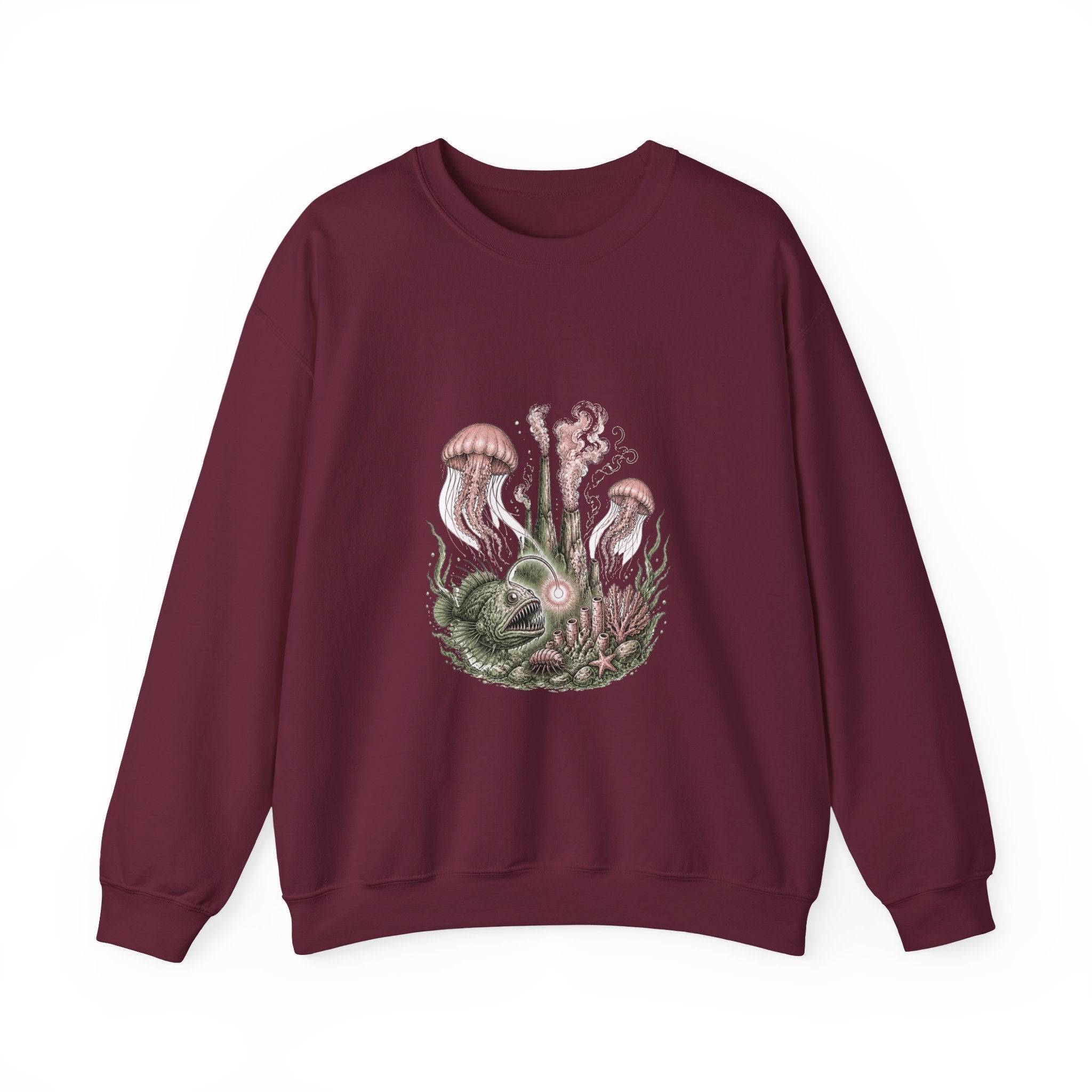 Matching Couple Sweatshirt - Coral Reef & Deep Sea Matching Couple Crewneck Sweatshirt Hand-Drawn Art His Hers Best Friend Gift - Design B