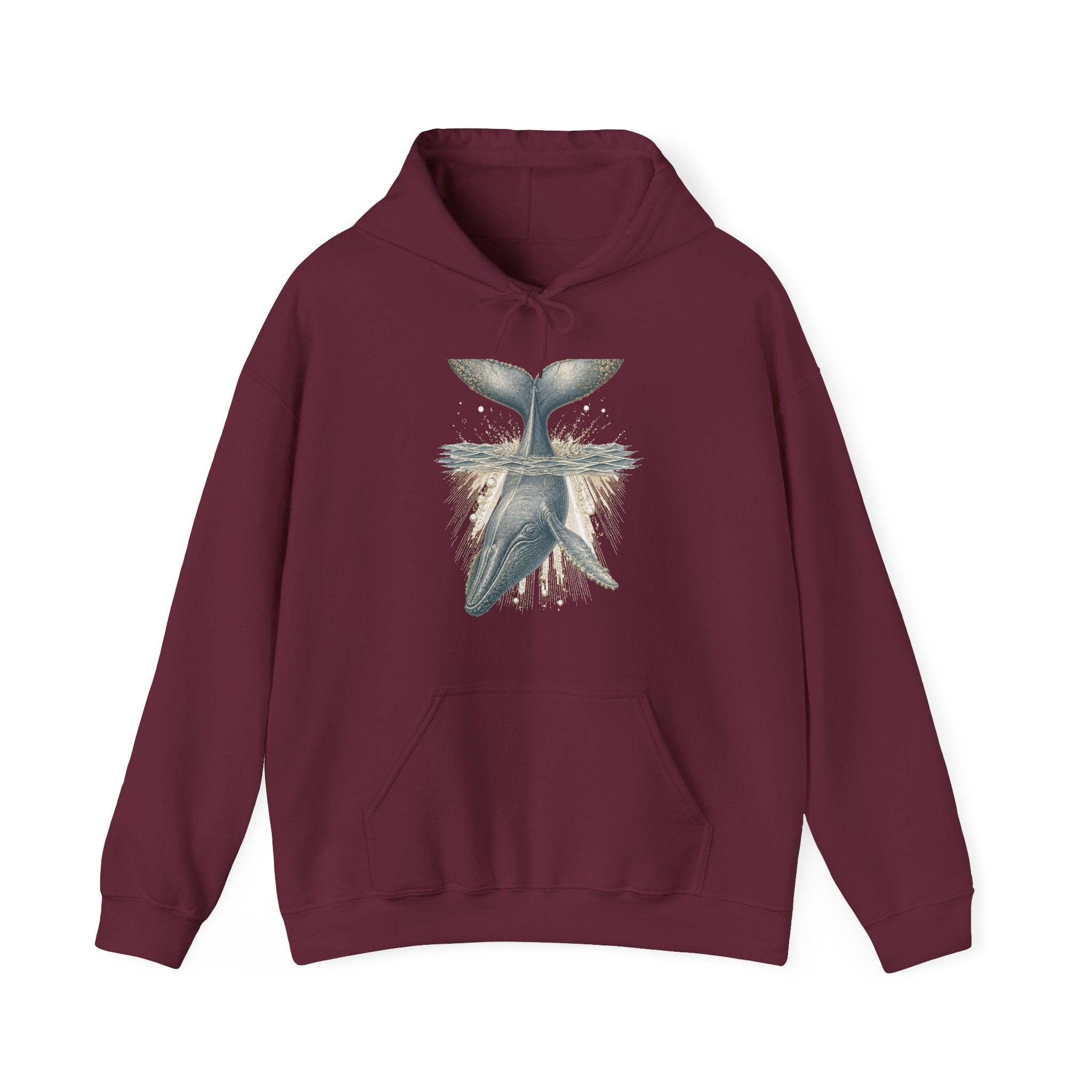 Matching Couple Sweatshirt - Eagle & Whale Matching Couple Hooded Sweatshirt Vintage Art His Hers Wedding Gift - Design B