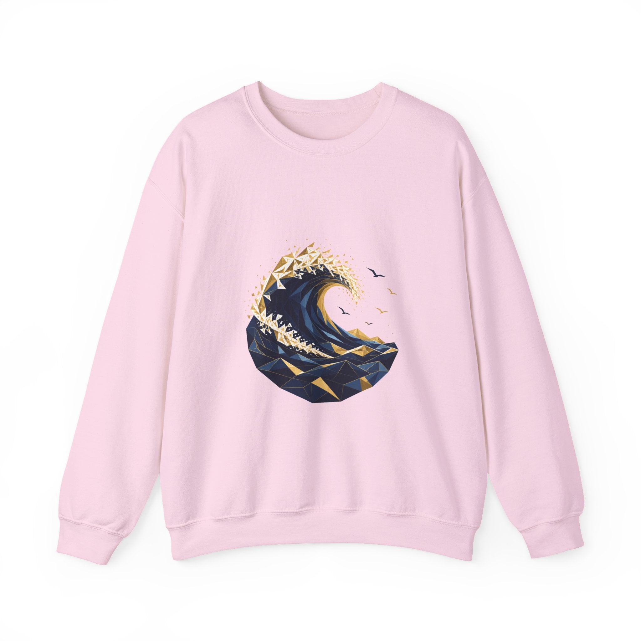Matching Couple Sweatshirt - Mountain & Ocean Matching Couple Crewneck Sweatshirt Geometric Art His Hers Couple Gift - Design B