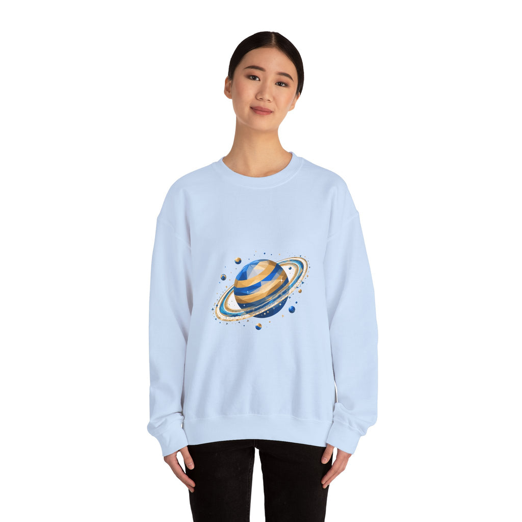 Matching Couple Sweatshirt - Astronaut & Planet Matching Couple Premium Fleece Sweatshirt Geometric Art His Hers Love Gift - Design B
