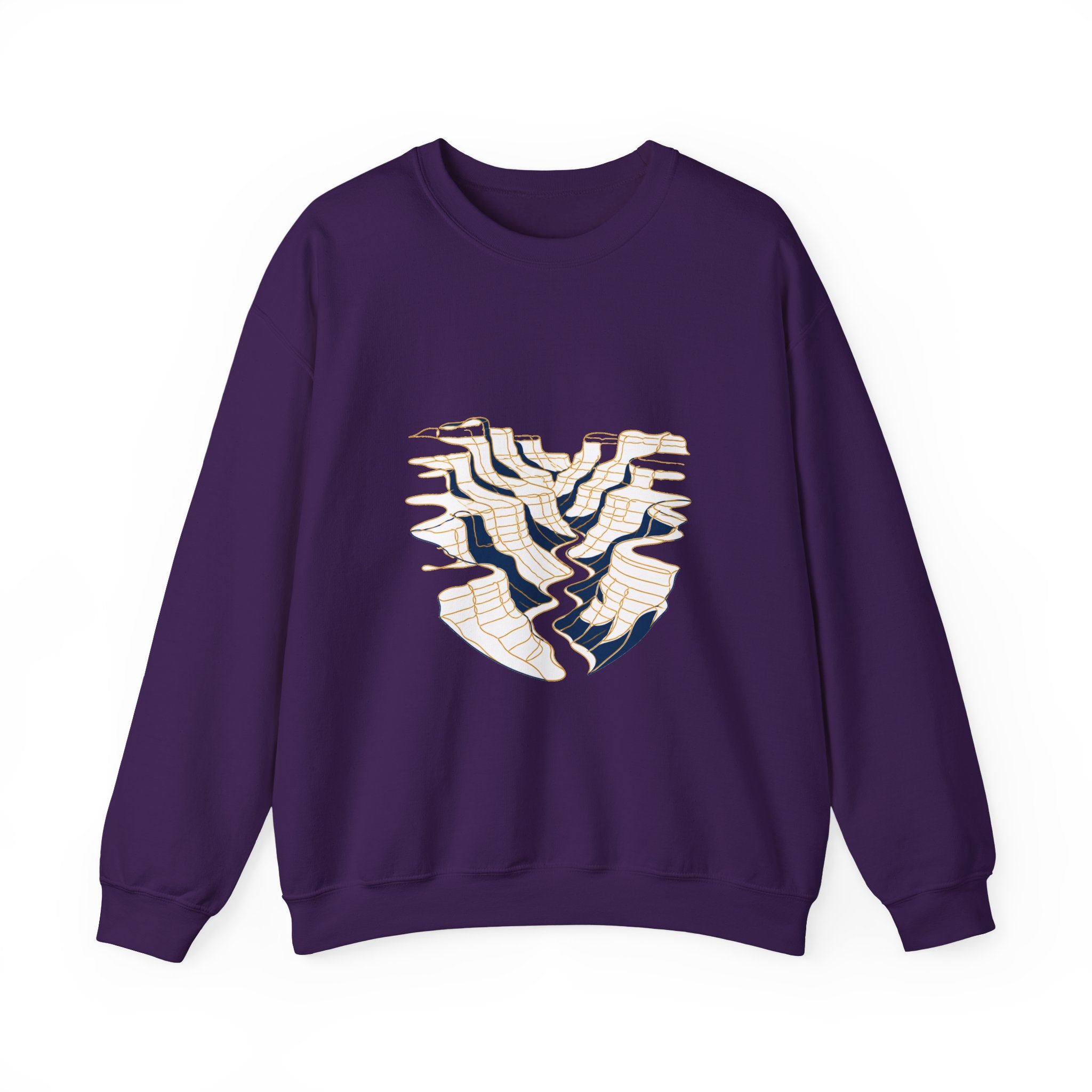 Matching Couple Sweatshirt - Lavender Fields & Canyon Matching Couple Crewneck Sweatshirt Minimalist Art His Hers Valentine Gift - Design B