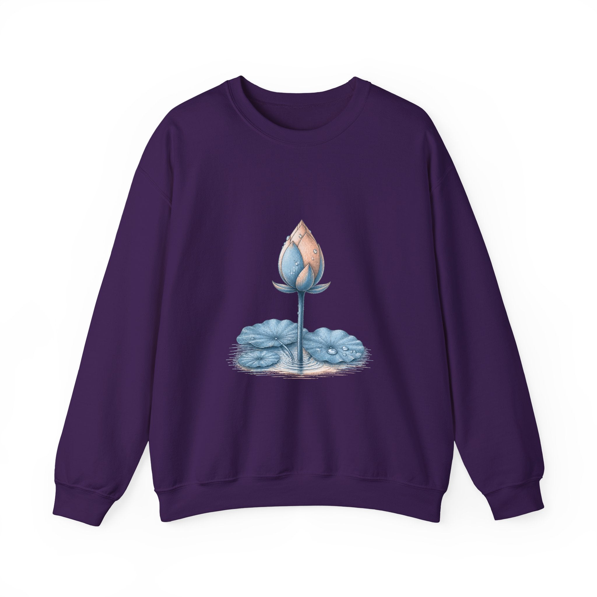 Matching Couple Sweatshirt - Open & Closed Lotus Matching Couple Premium Fleece Sweatshirt Vintage Art His Hers Honeymoon Gift - Design B