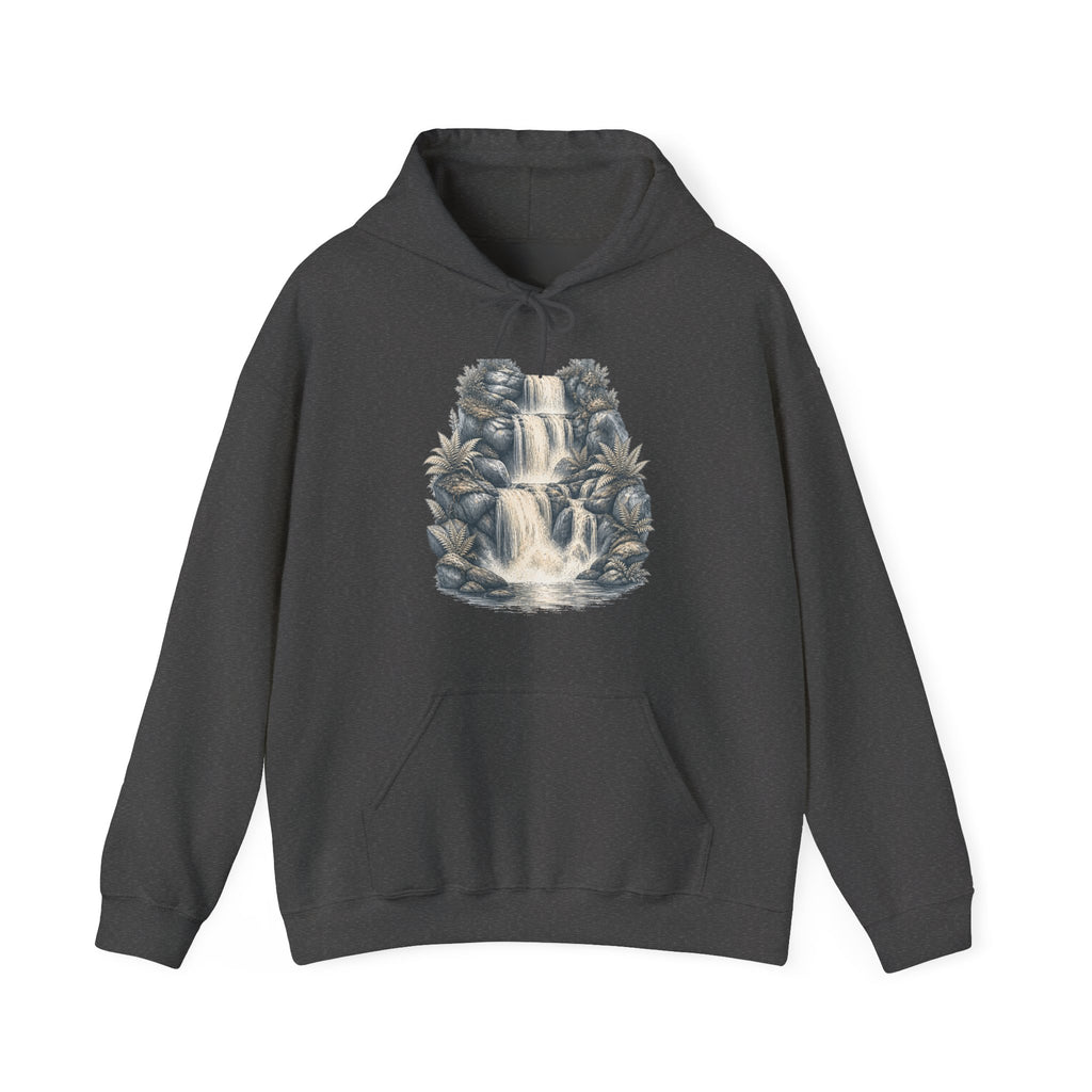 Matching Couple Sweatshirt - Wildfire & Waterfall Matching Couple Hooded Sweatshirt Hand-Drawn Art His Hers Best Friend Gift - Design B