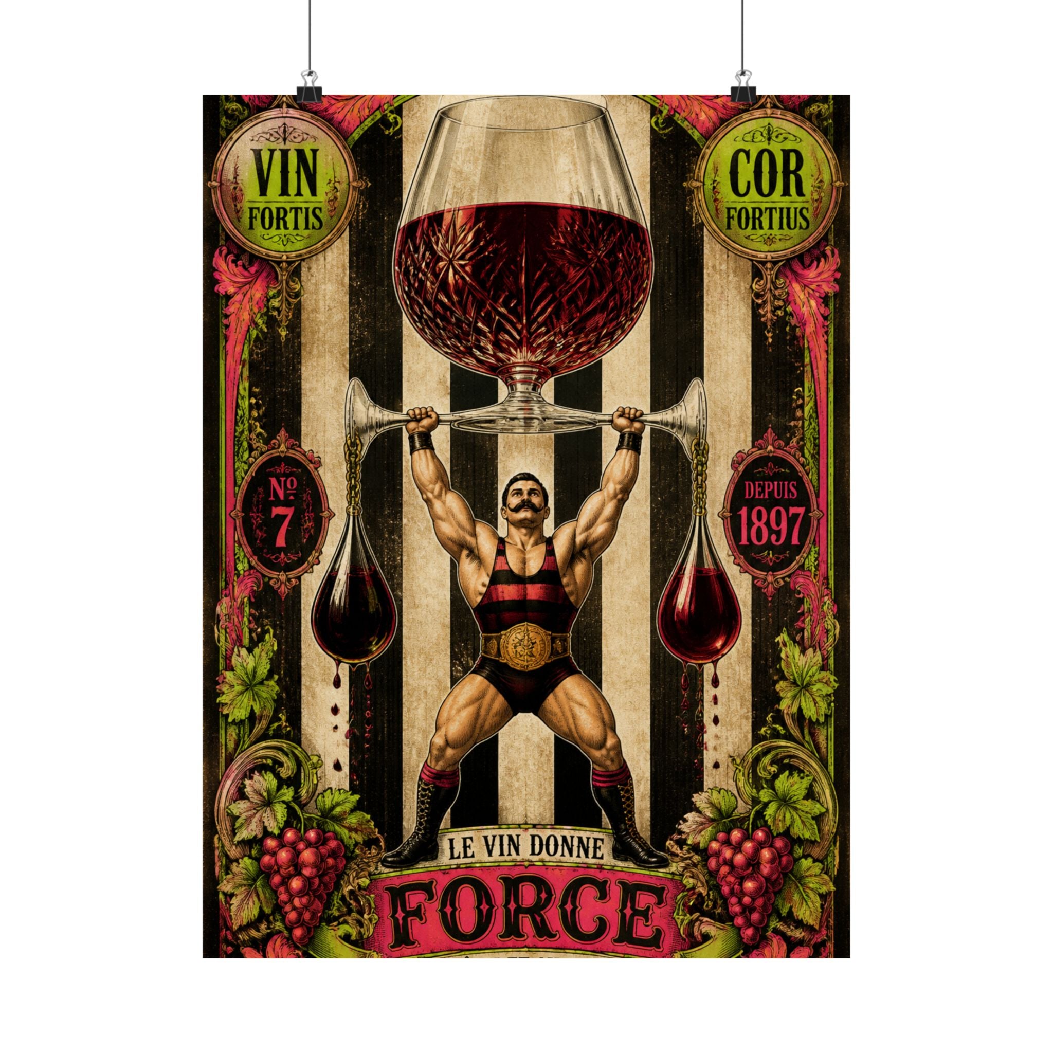 Wine Glass Strongman Wall Art Poster 24×36 Baroque Studio Decor Maximalist Print