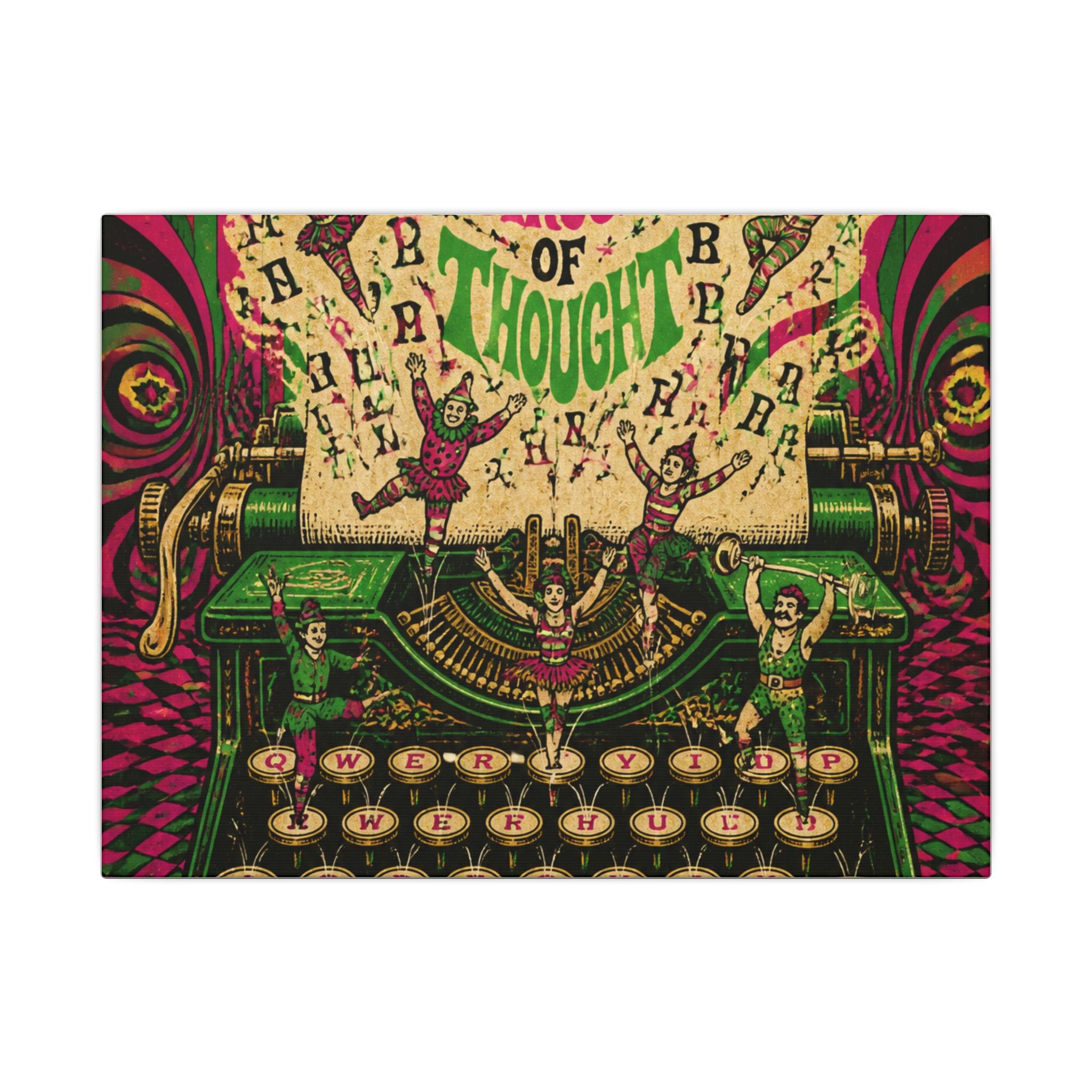 Typewriter Flying Letters Wall Art Canvas 24×36 Psychedelic Dining Room Decor Maximalist Print