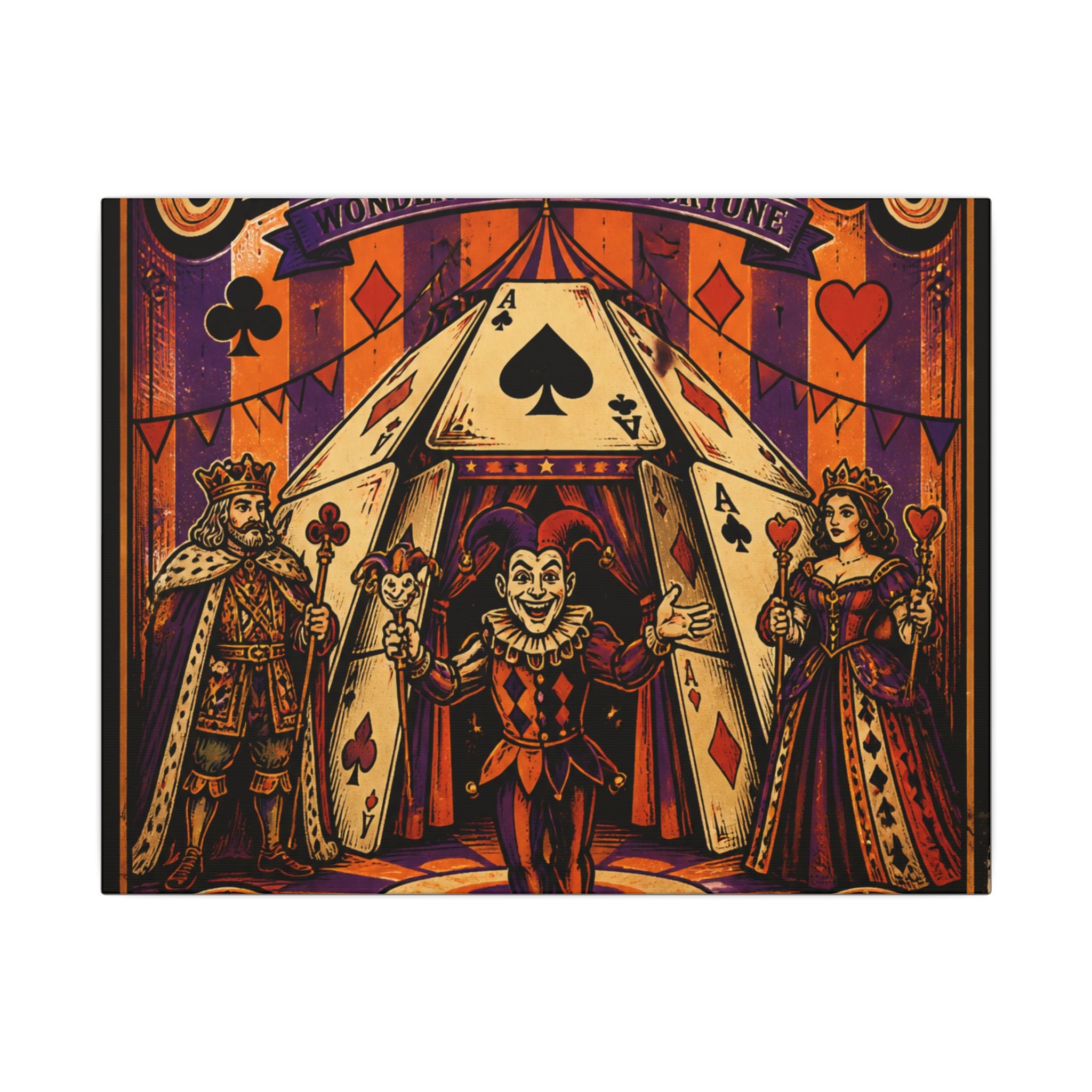 Playing Cards Tent Wall Art Canvas 24×36 Vintage Circus Bedroom Decor Maximalist Print